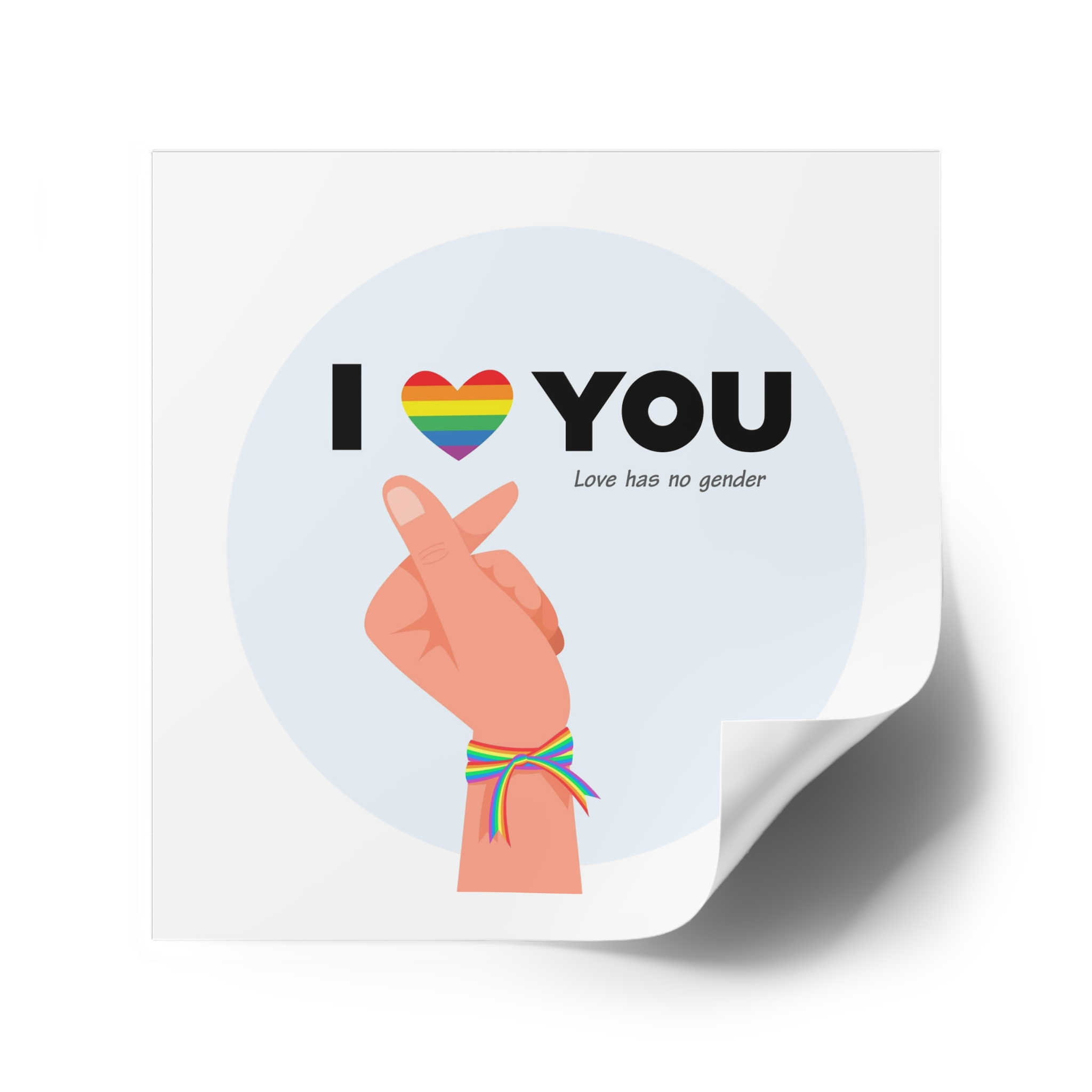 Inspirational Homosexual Pride Poster With Rainbow Heart Laminate Stickers Square - Image 38