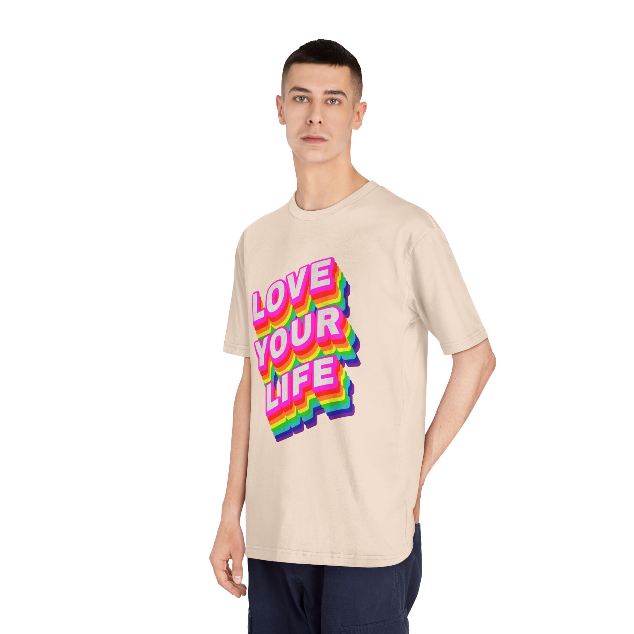 Rainbow Word Love Your Life Typography Design Element - Unisex Classic Crewneck T Shirt - Image 12