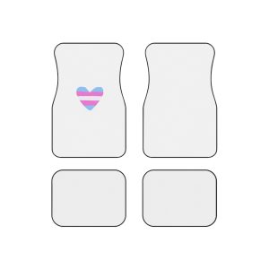 Transgender Pride Flag Heart Shape Lgbt Love Symbol Lgbtq Rainbow Sticker With Blue Pink White Stripes Sexual Orientation Self Determination Flat Hand Drawn Isolated Vector Illustration Car Mats Set...