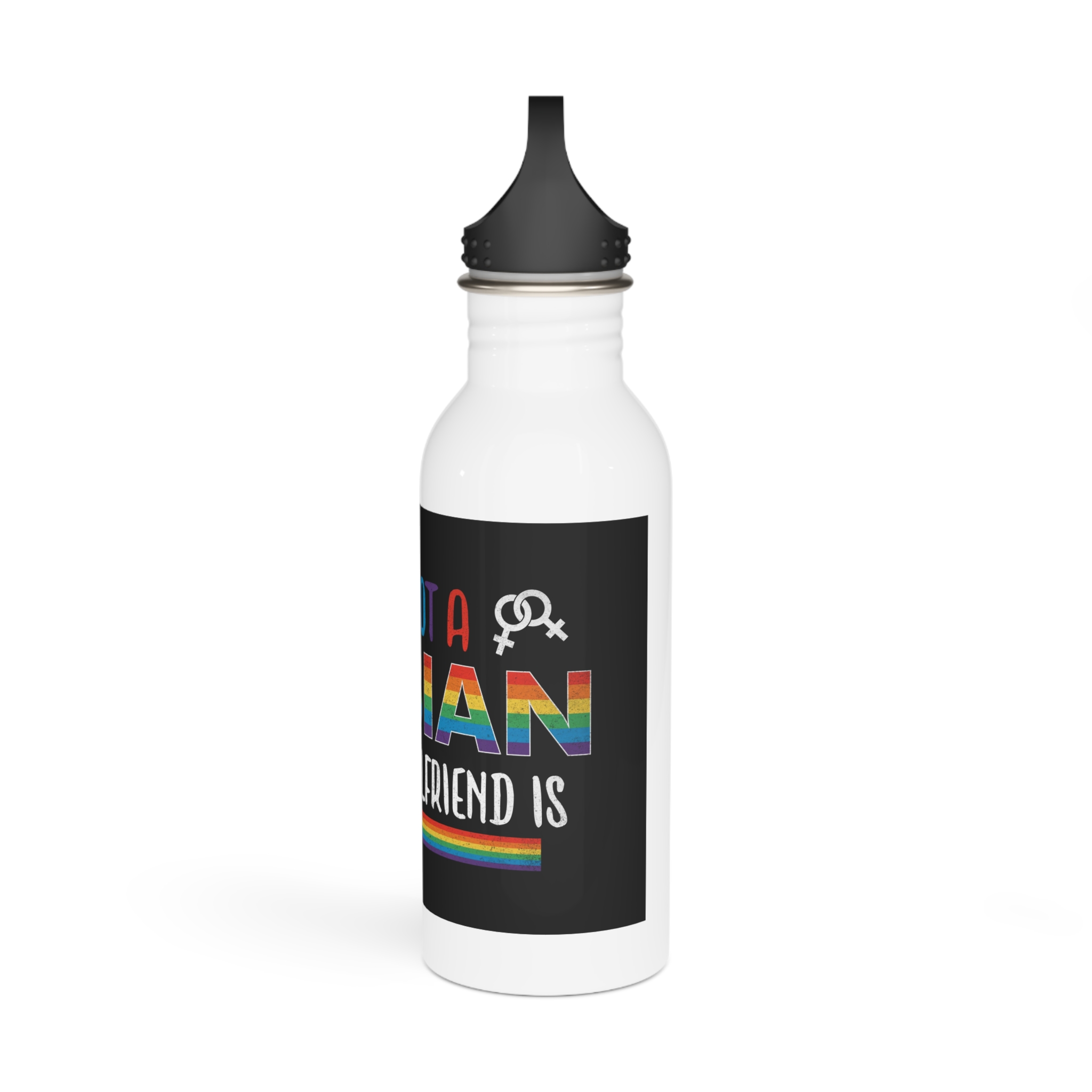 Pride Gay Rainbow Typography Vector Premium T Shirt(4) Stainless Steel Water Bottle - Image 4