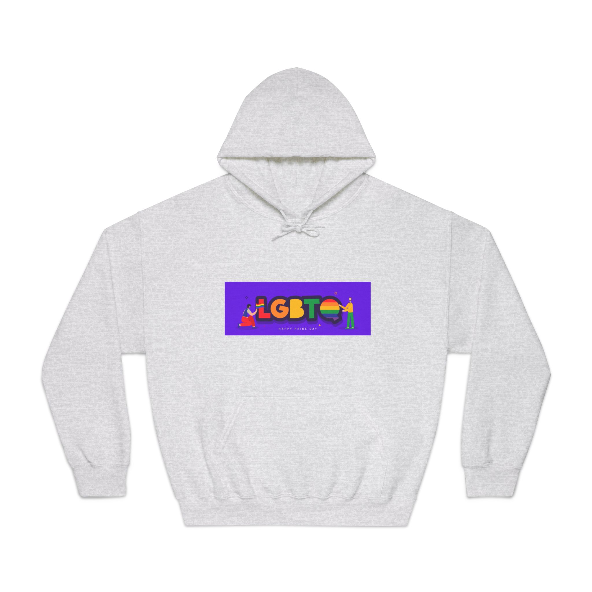 Lgbtq Community Banner Design With Illustration Gay Couple Unisex Dryblend Hooded Sweatshirt - Image 5