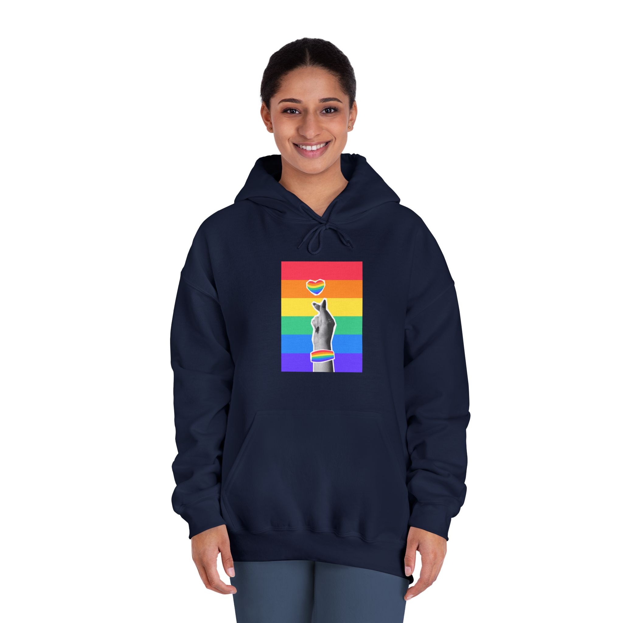 Lgbtq Trendy Retro Collage Halftone Hands Unisex Dryblend Hooded Sweatshirt - Image 32