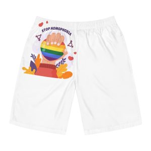 Hand Drawn Stop Homophobia Concept Illustrated Mens Board Shorts Aop