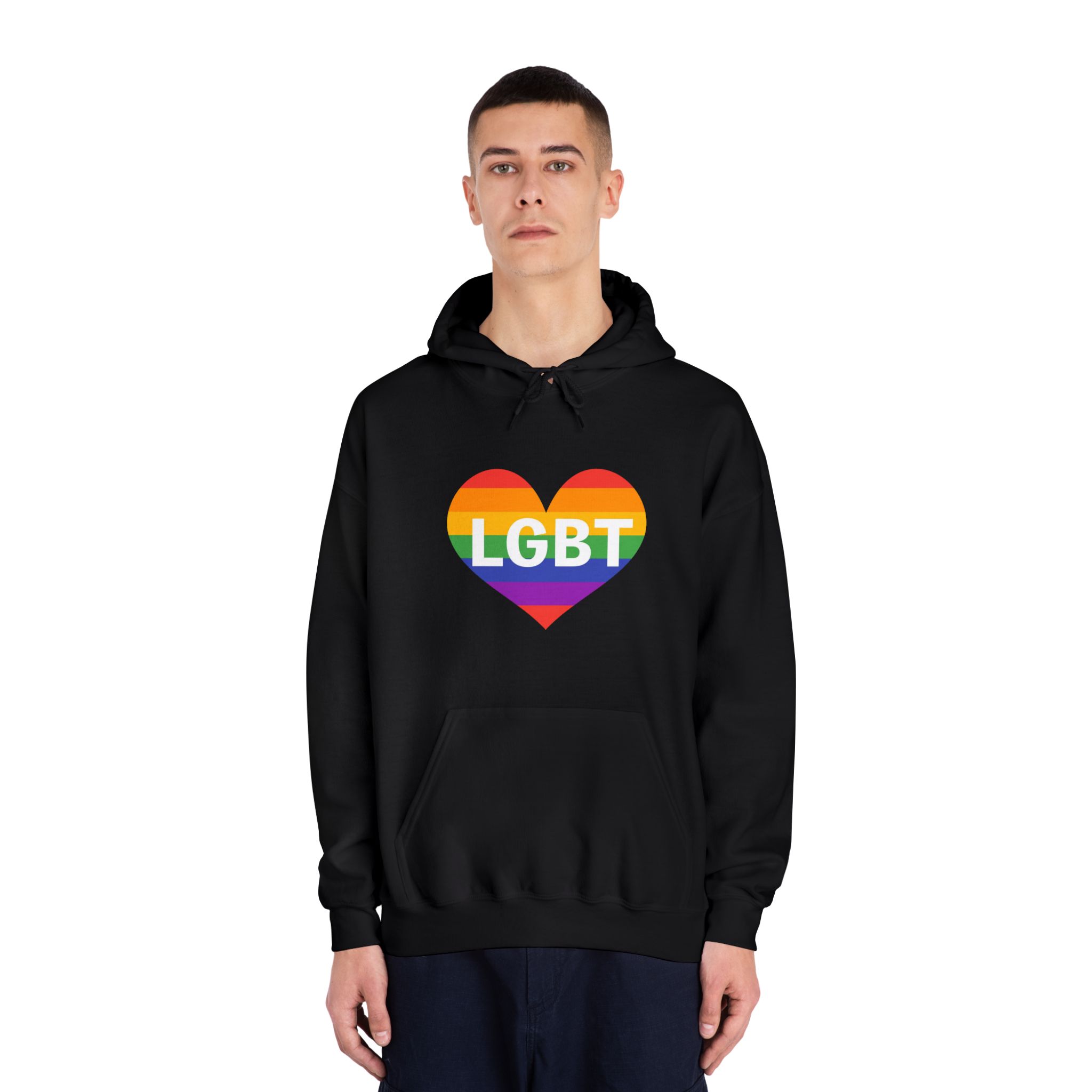 Lgbt Rainbow Colors Heart Mark Lgbt Letters Unisex Dryblend Hooded Sweatshirt - Image 11