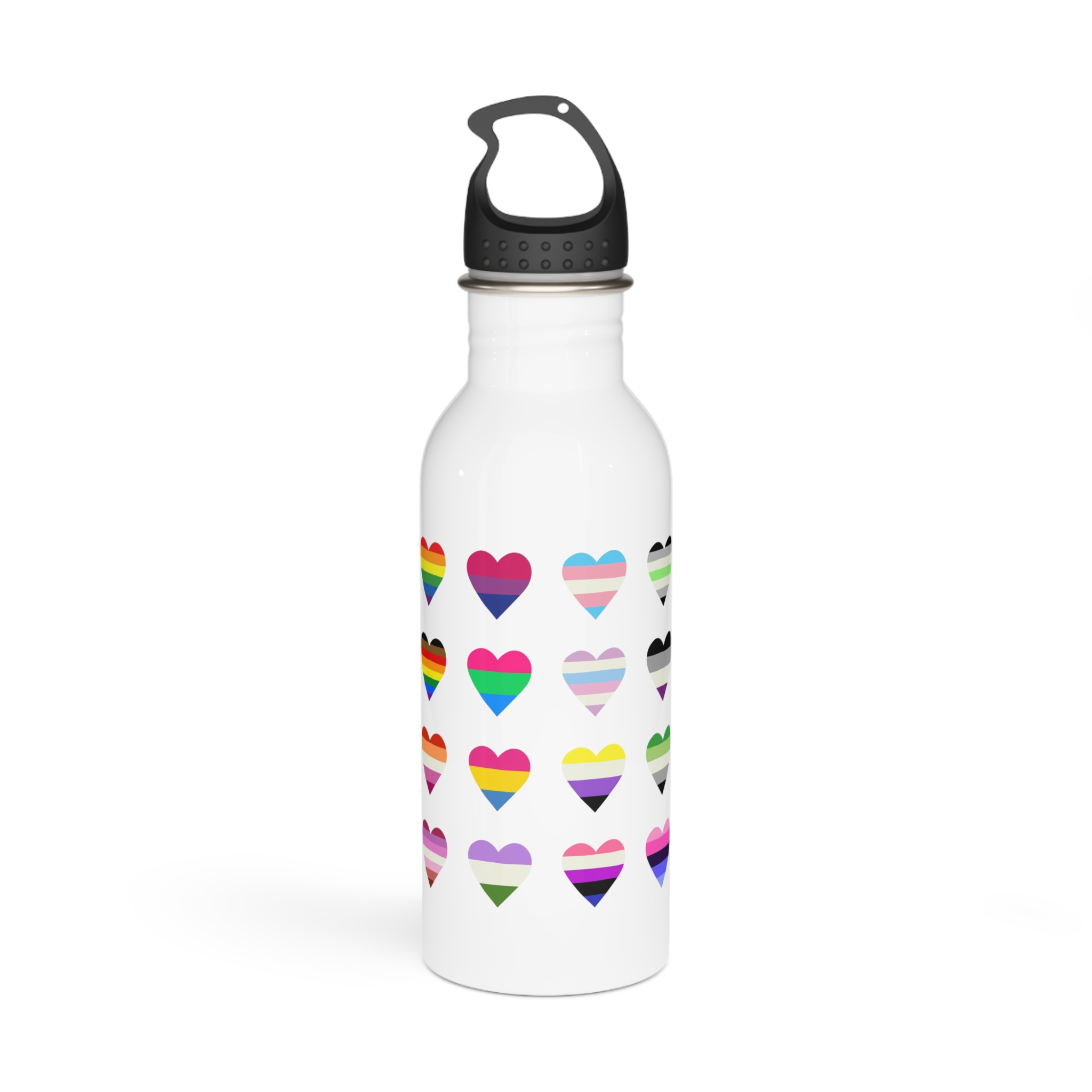 Set Colorful Lgbtq Pride Flag Heart Shape Gender Equality Sexual Identity Pride Flags Collection Lgbtqia Community Pride Month (1) Stainless Steel Water Bottle
