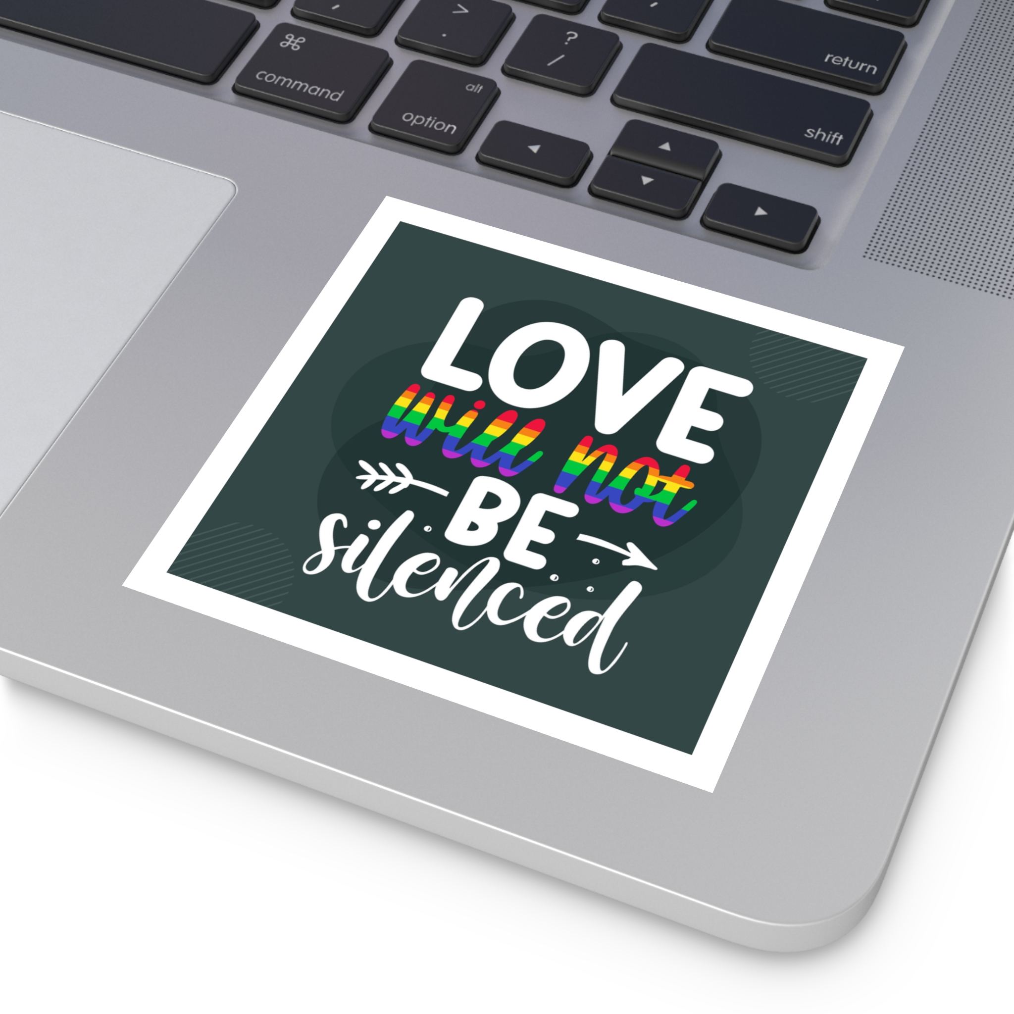 Love Will Be Silenced Premium Gay Pride Lettering Vector Design Laminate Stickers Square - Image 19