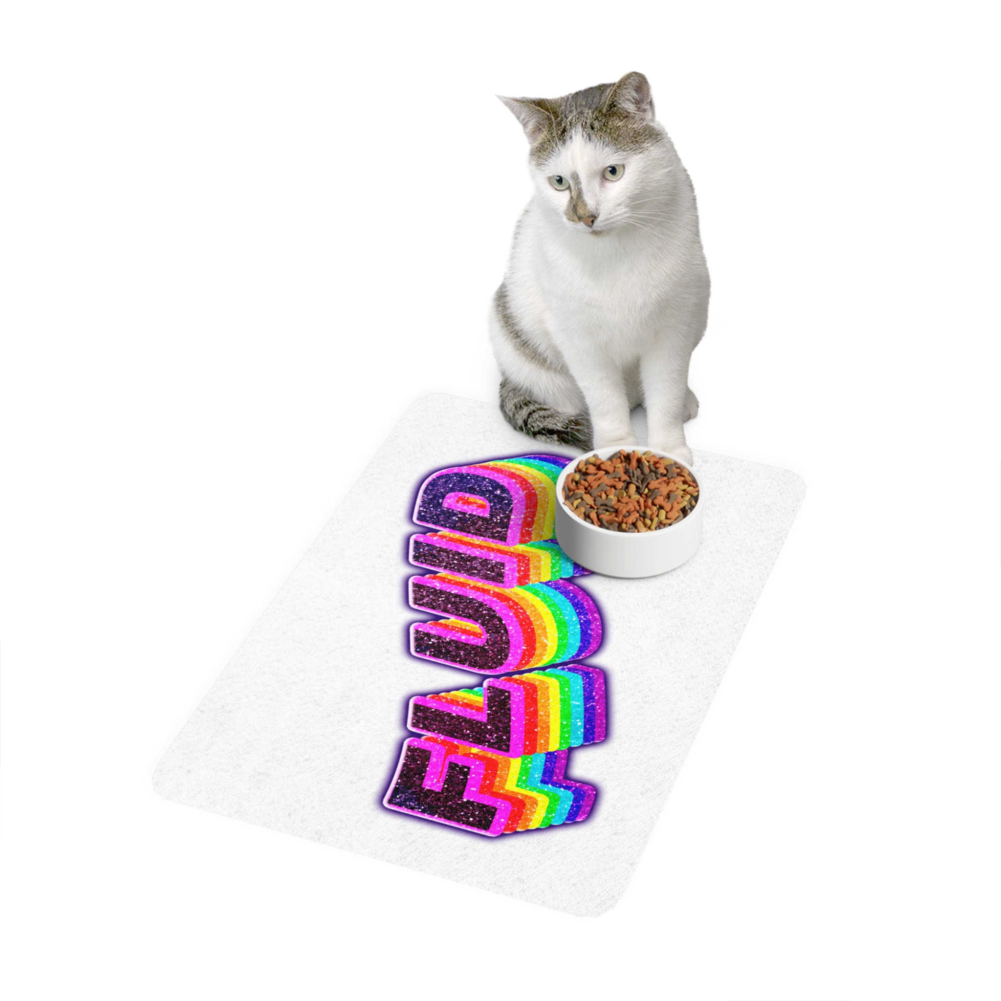 Fluid Word Png Rainbow Lettering Pet Food Mat 12x18 - Image 3