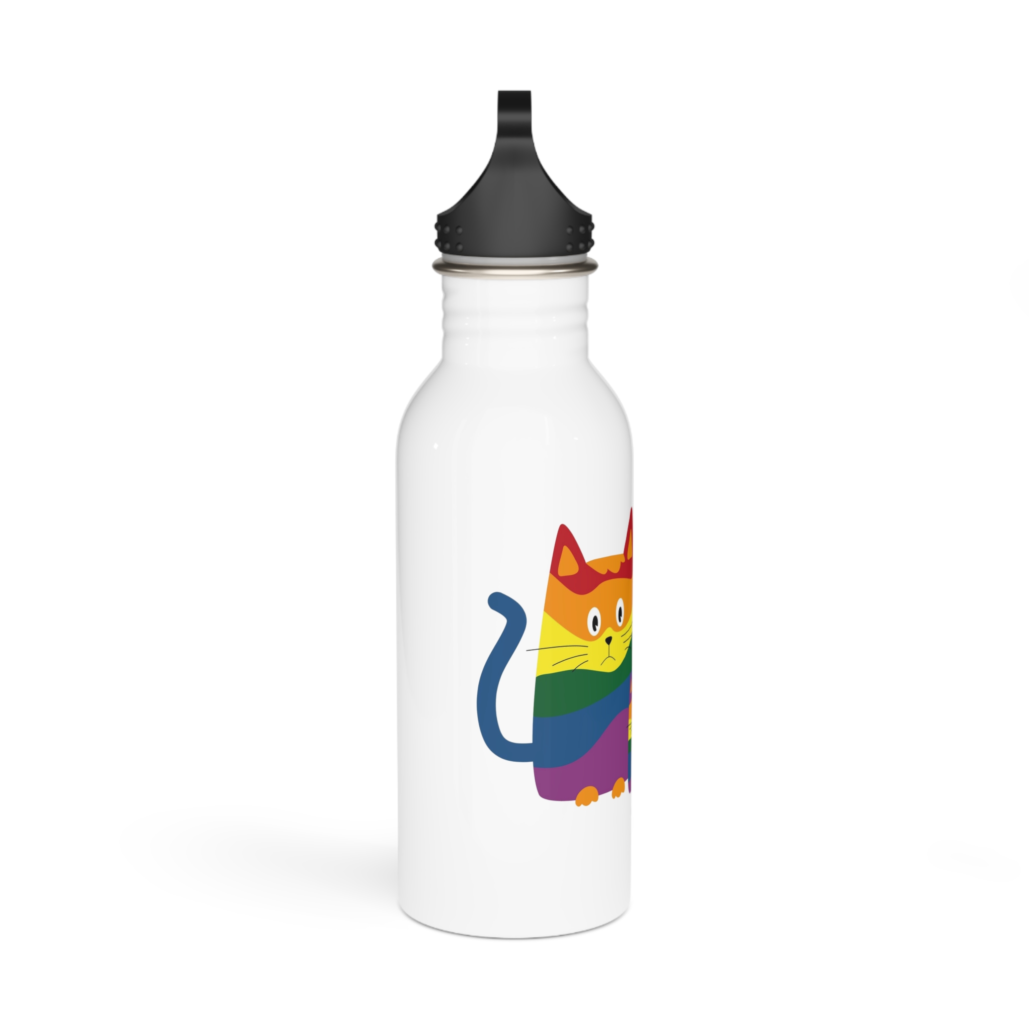 Lgbt Cats Samesex Love Like Everyone Else Cute Cartoon Cats Vector Copyspace Stainless Steel Water Bottle - Image 2