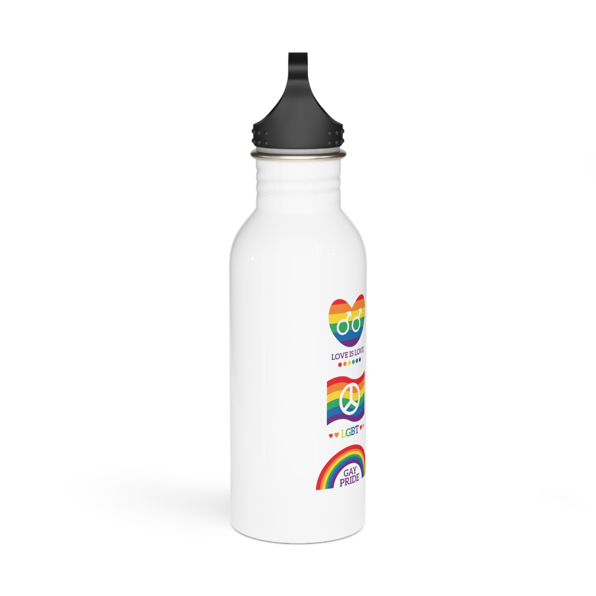 Pride Day Badges Illustration Set Stainless Steel Water Bottle - Image 2