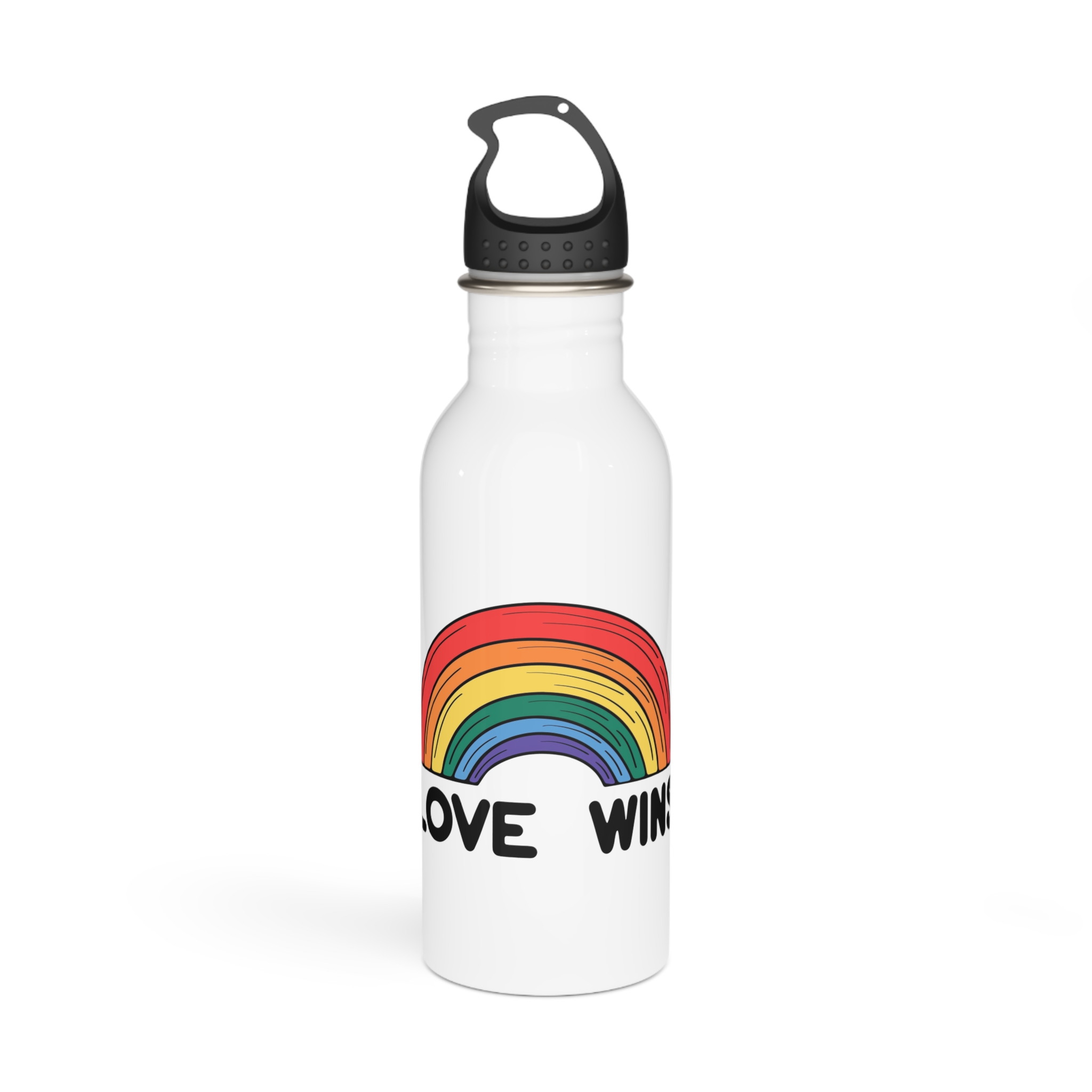 Love Wins Rainbow Pride Illustration Stainless Steel Water Bottle