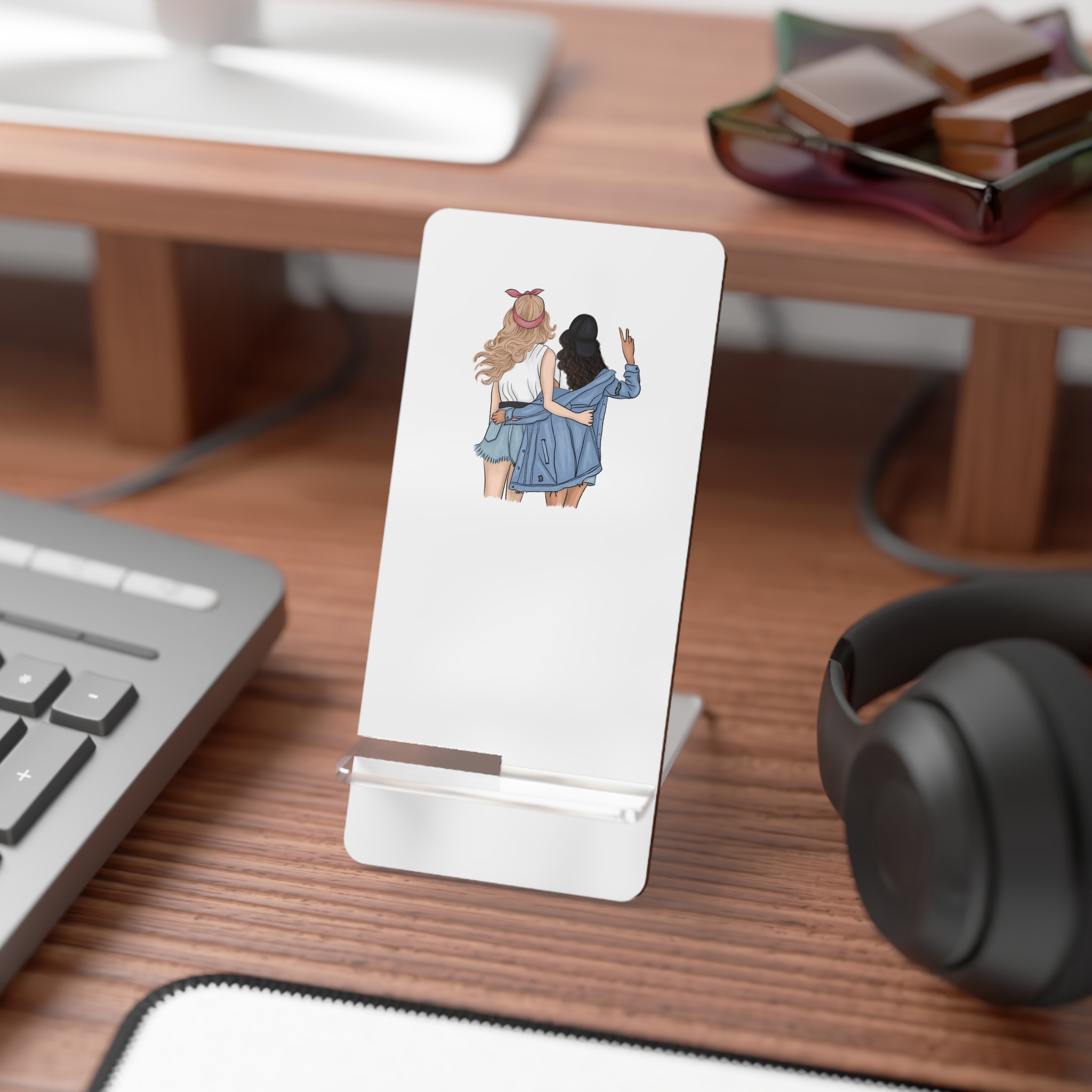 Friends Stand With Their Backs Mobile Display Stand For Smartphones - Image 3