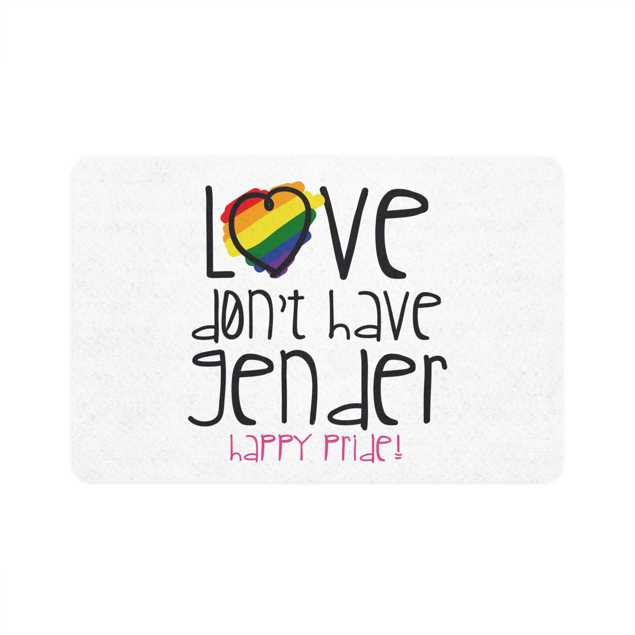 Design With Rainbow Colors Heart With Smile Encouraging Message Happy Pride Pet Food Mat 12x18