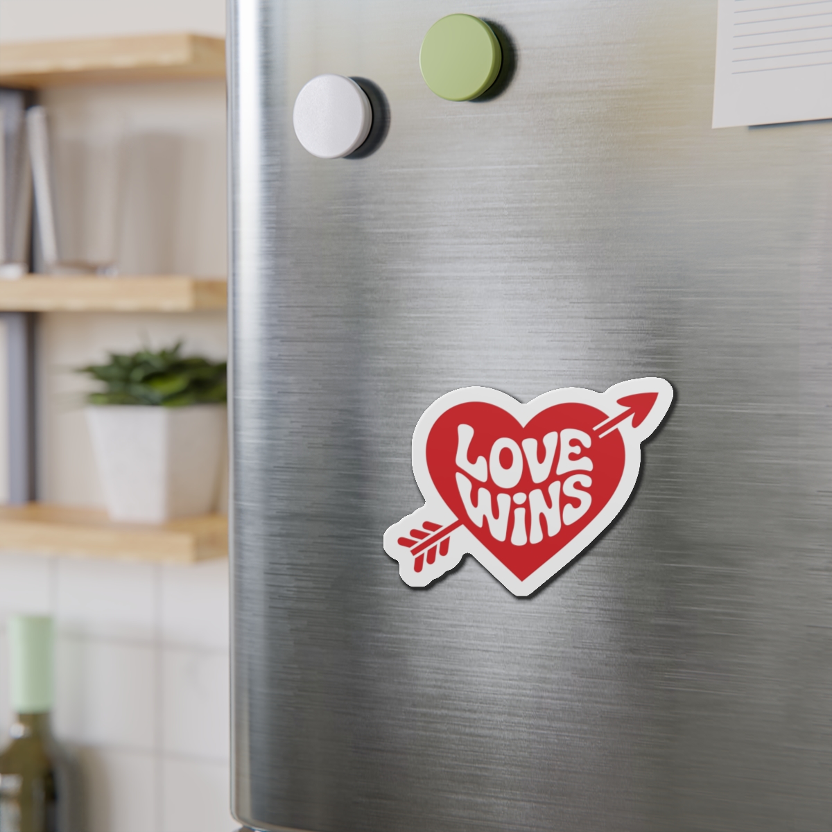 Love Wins Inscription Red Heart Pierced With Cupid39s Arrow Transparent Background Die Cut Magnets - Image 9