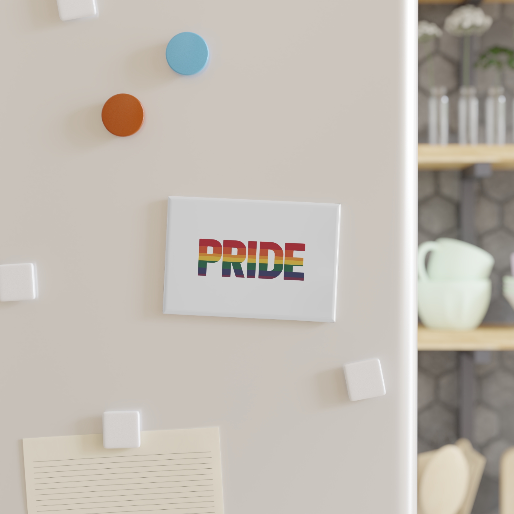 Rainbow Colored Text That Says Rainbow Middle Button Magnet Rectangle 1 And 10 Pcs - Image 3