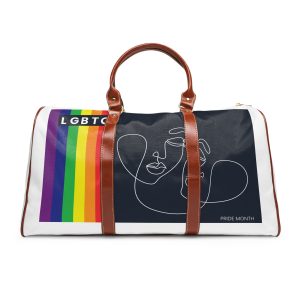 Lgbtq Pride Month Color Flag Dark Background With Female Couple Line Are Vector Illustration Waterproof Travel Bag
