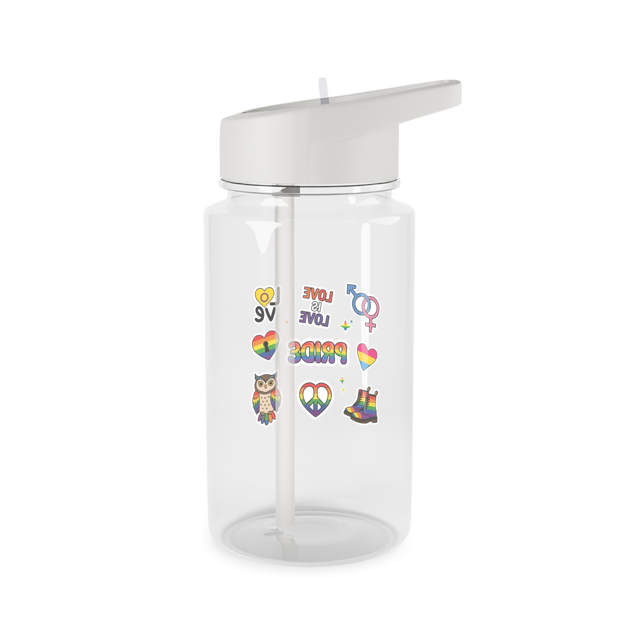 Pride Stickers Doodle Set Colorful Lgbtq Hand Drawn Icons Pack Tritan Water Bottle - Image 2