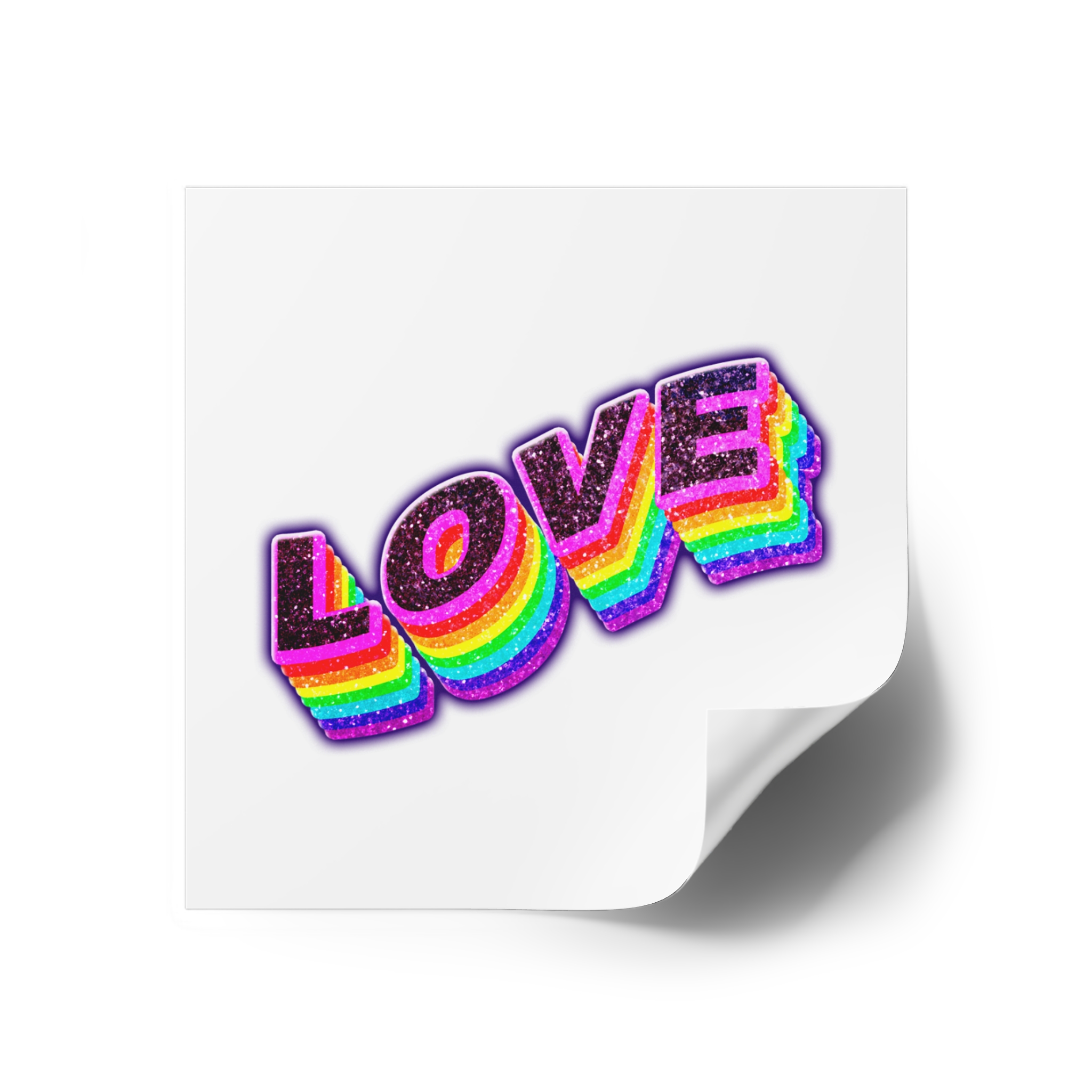 Love Png Word Rainbow Typography Laminate Stickers Square - Image 18