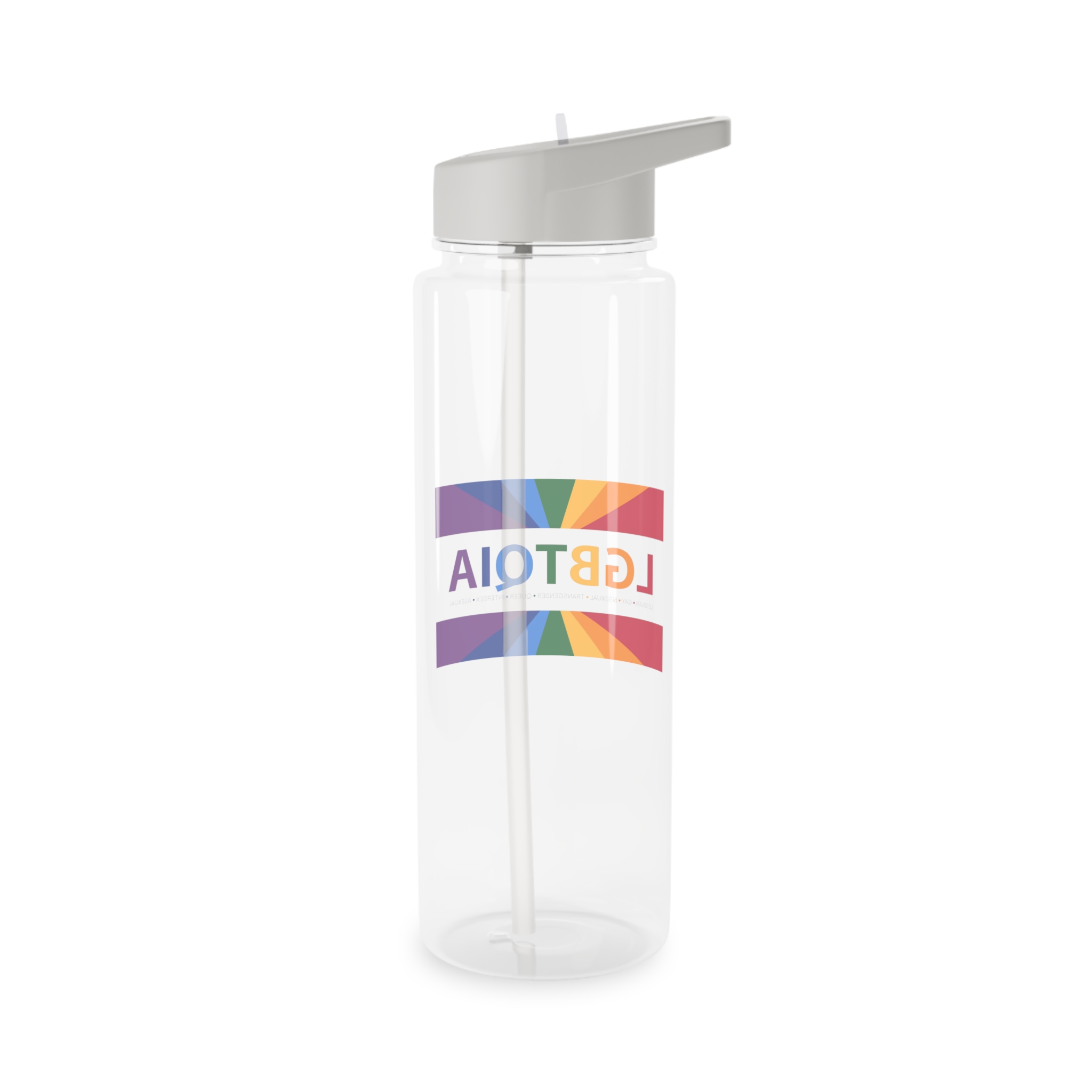 Lgbtqia Text Banner With Rainbow Background Lgbtqia Typography With Lgbt Gay Pride Flag Colours Tritan Water Bottle - Image 6