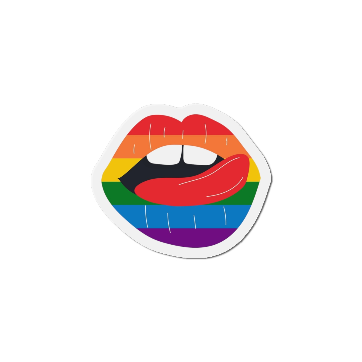 Beautiful Lips Kiss Trace With Lgbt Symbol Pride Flag Rainbow Colors Print Die Cut Magnets - Image 10