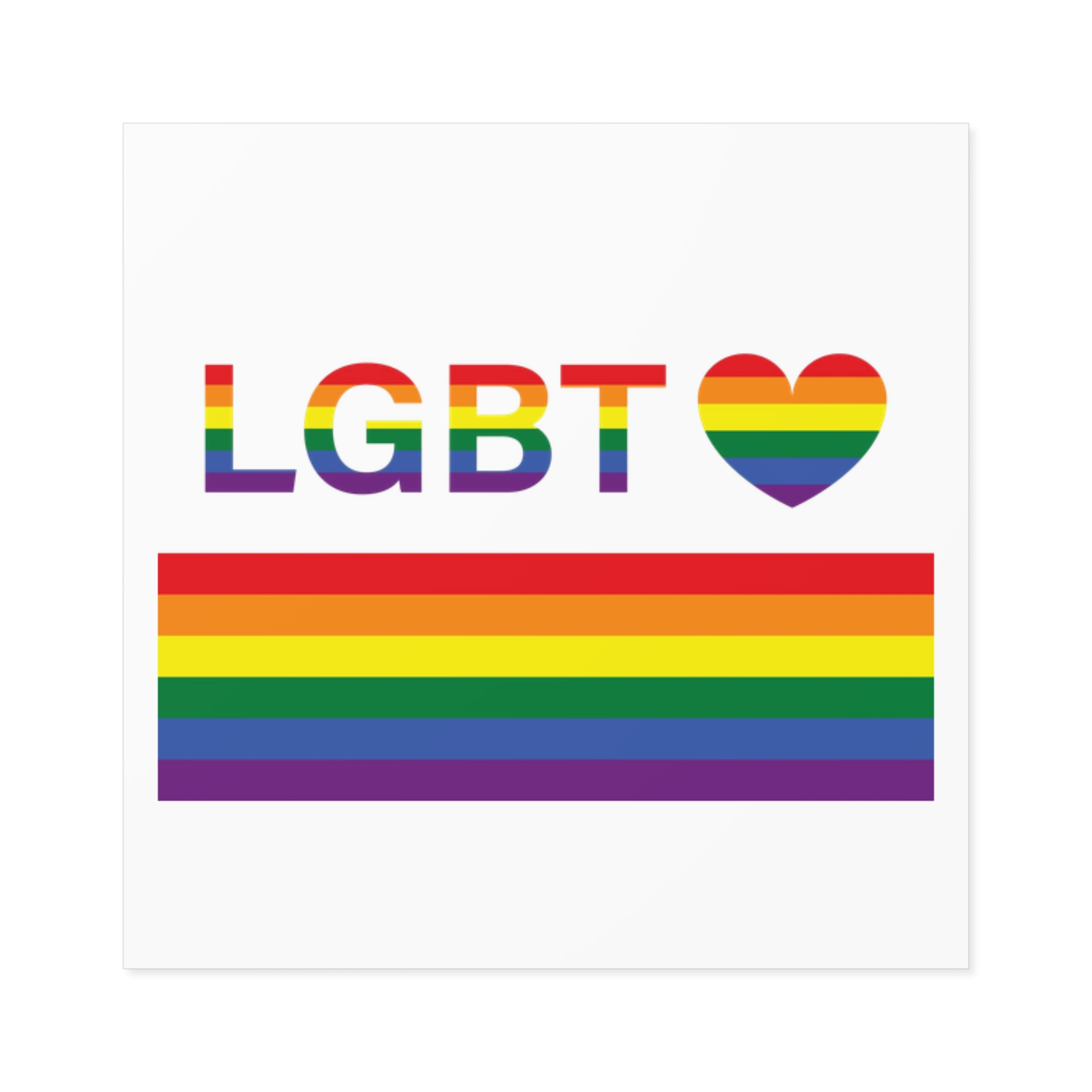 Lgbt Word Text Letter With Heart Rainbow Color Flag Isolated White Background Vector Illustration Laminate Stickers Square