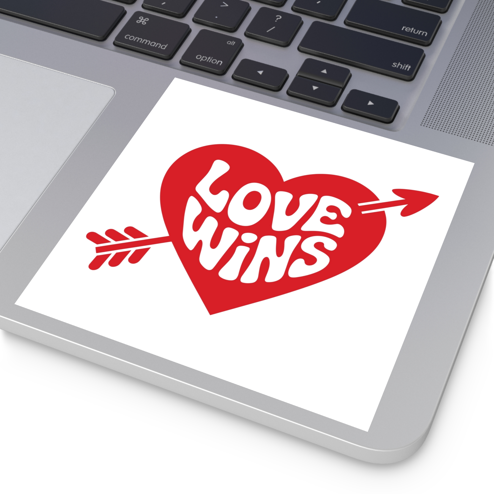 Love Wins Inscription Red Heart Pierced With Cupid39s Arrow Transparent Background Laminate Stickers Square - Image 43