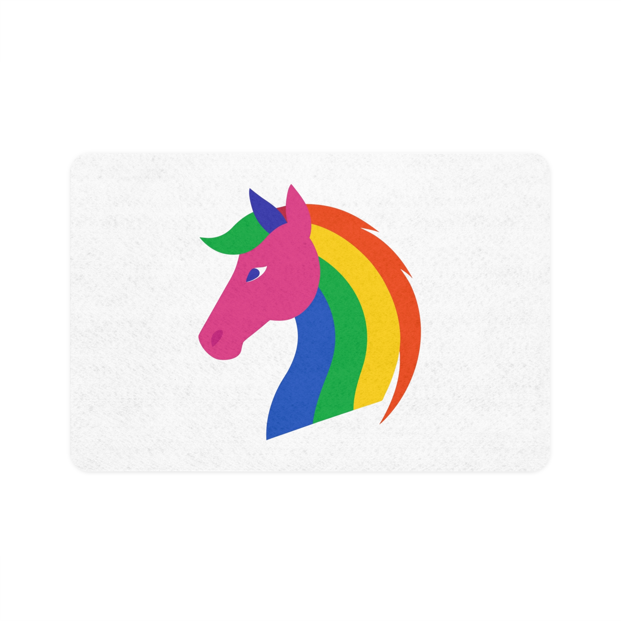 Rainbow Unicorn Head Flat Style Pet Food Mat 12x18