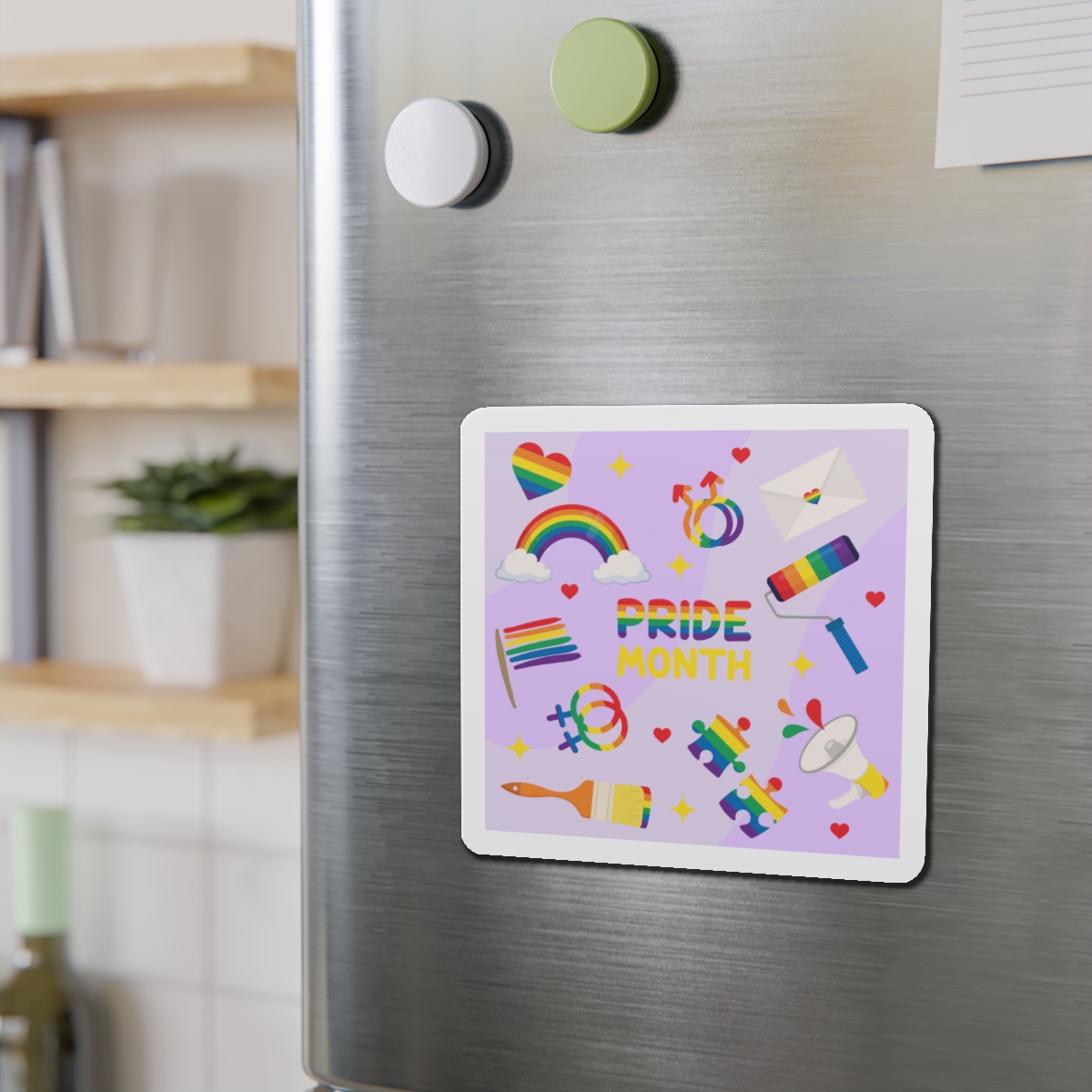 Pride Month Lgbtq Symbol Rainbow Colors Cute Elements Set Die Cut Magnets - Image 12