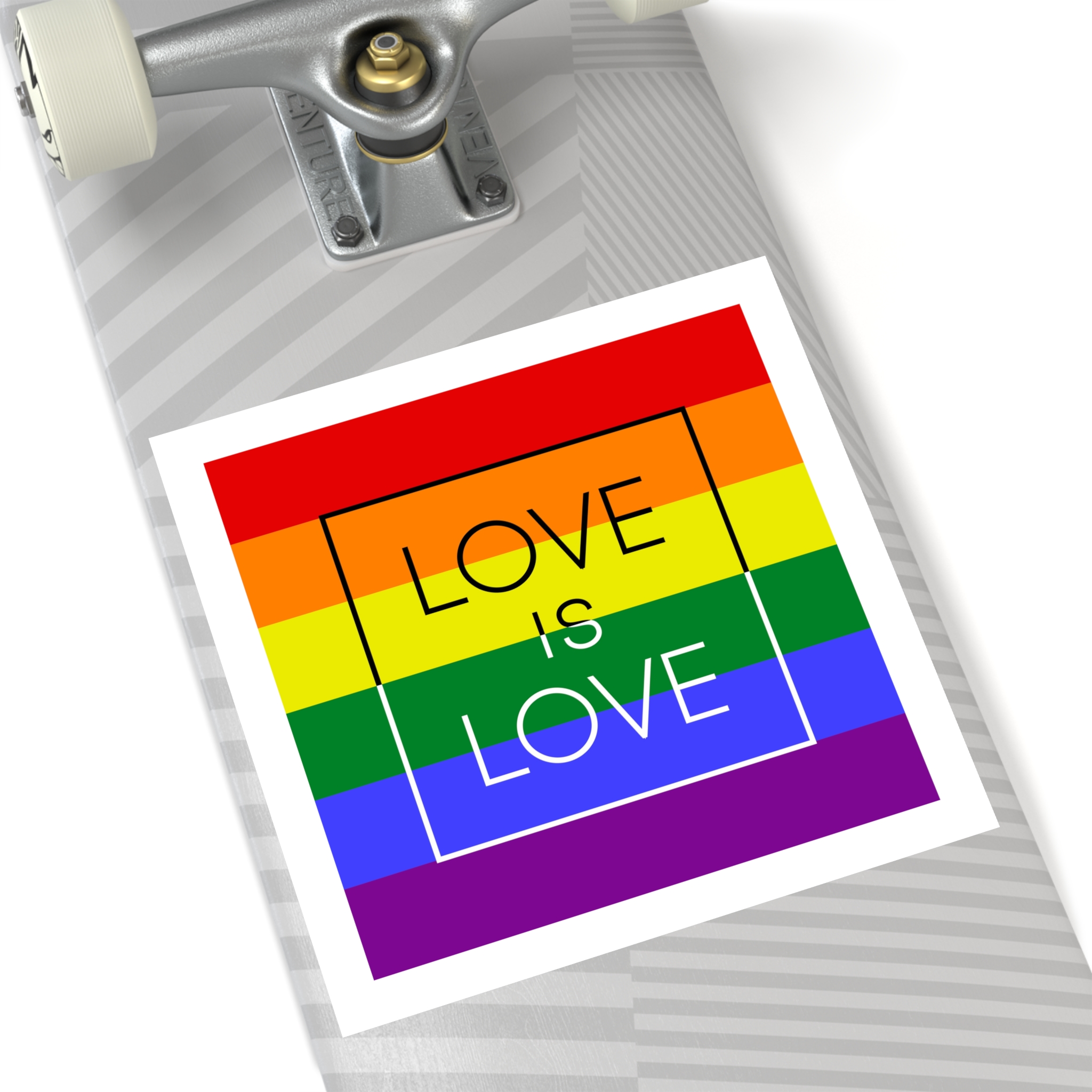 Lgbt Card Text Love Is Love Background Flag Colors Vector Illustration Laminate Stickers Square - Image 80