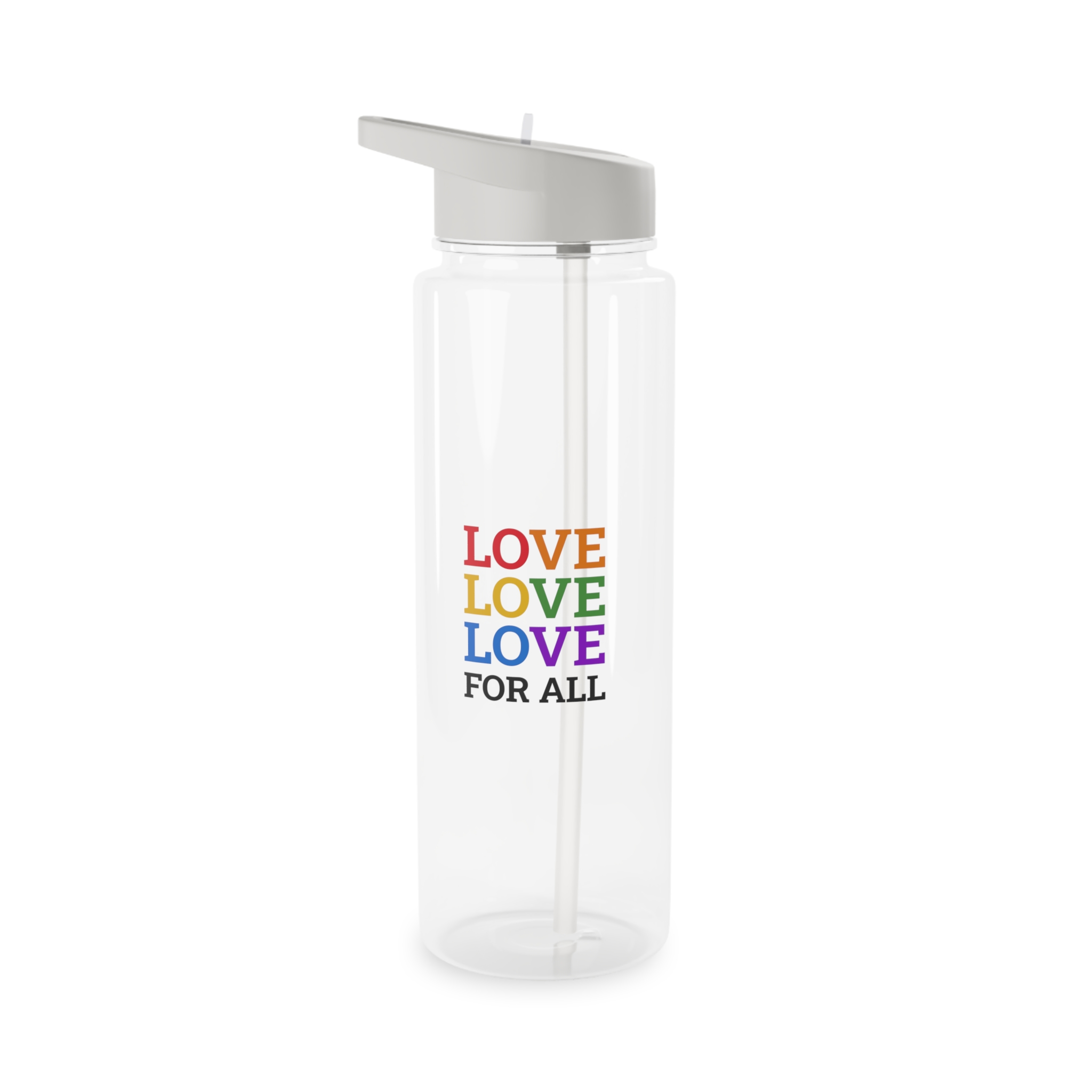 Love All Lgbtq Pride Month Positive Quote Rainbow Color Typographic Art White Background Tritan Water Bottle - Image 5