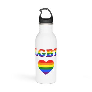 Vector Symbolism Lgbt Community Rainbow Colors Lgbt Inscription Rainbow Heart Stainless Steel Water Bottle