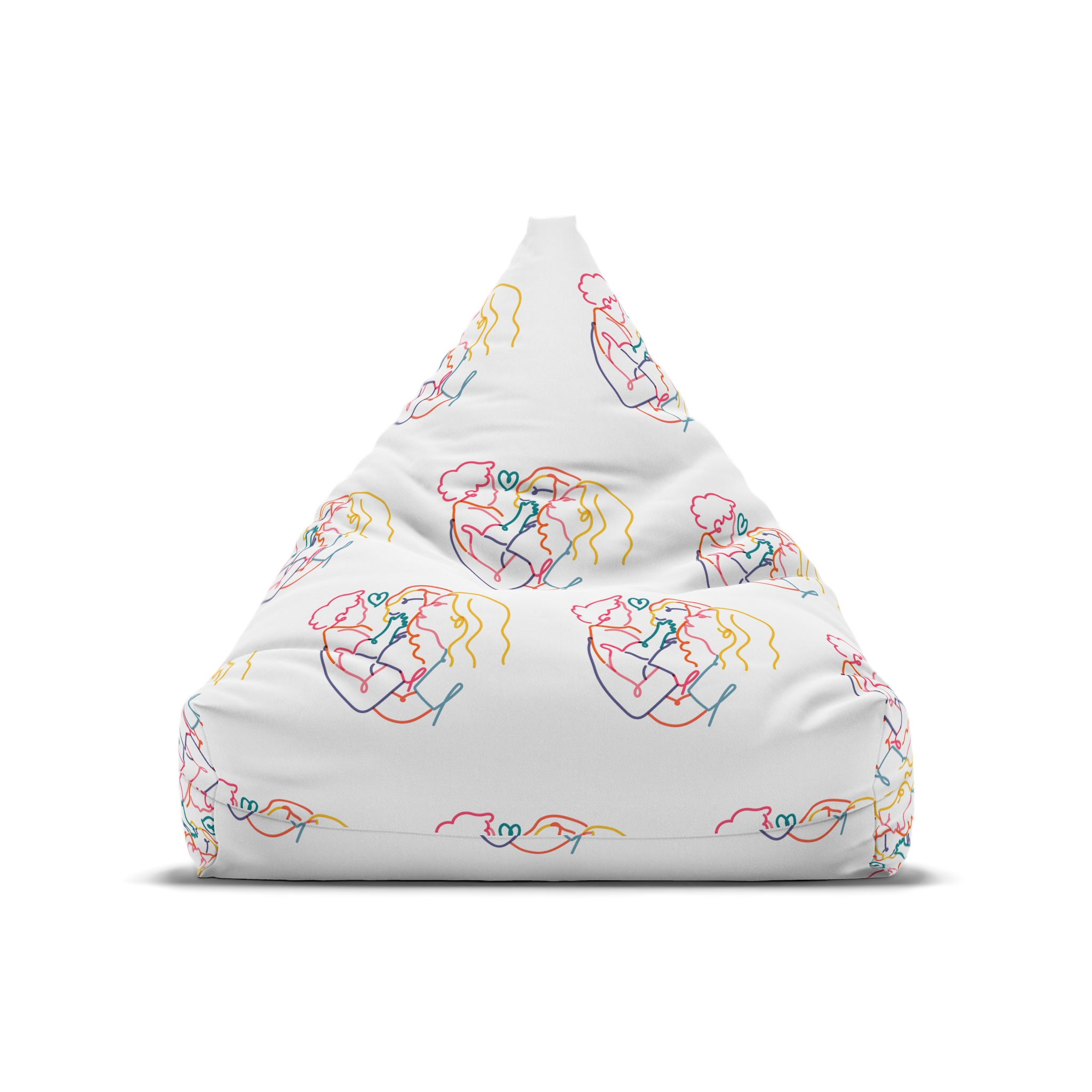 Lesbian Family Clipart Lgbtq Line Portrait Illustration Vector Bean Bag Chair Cover - Image 5