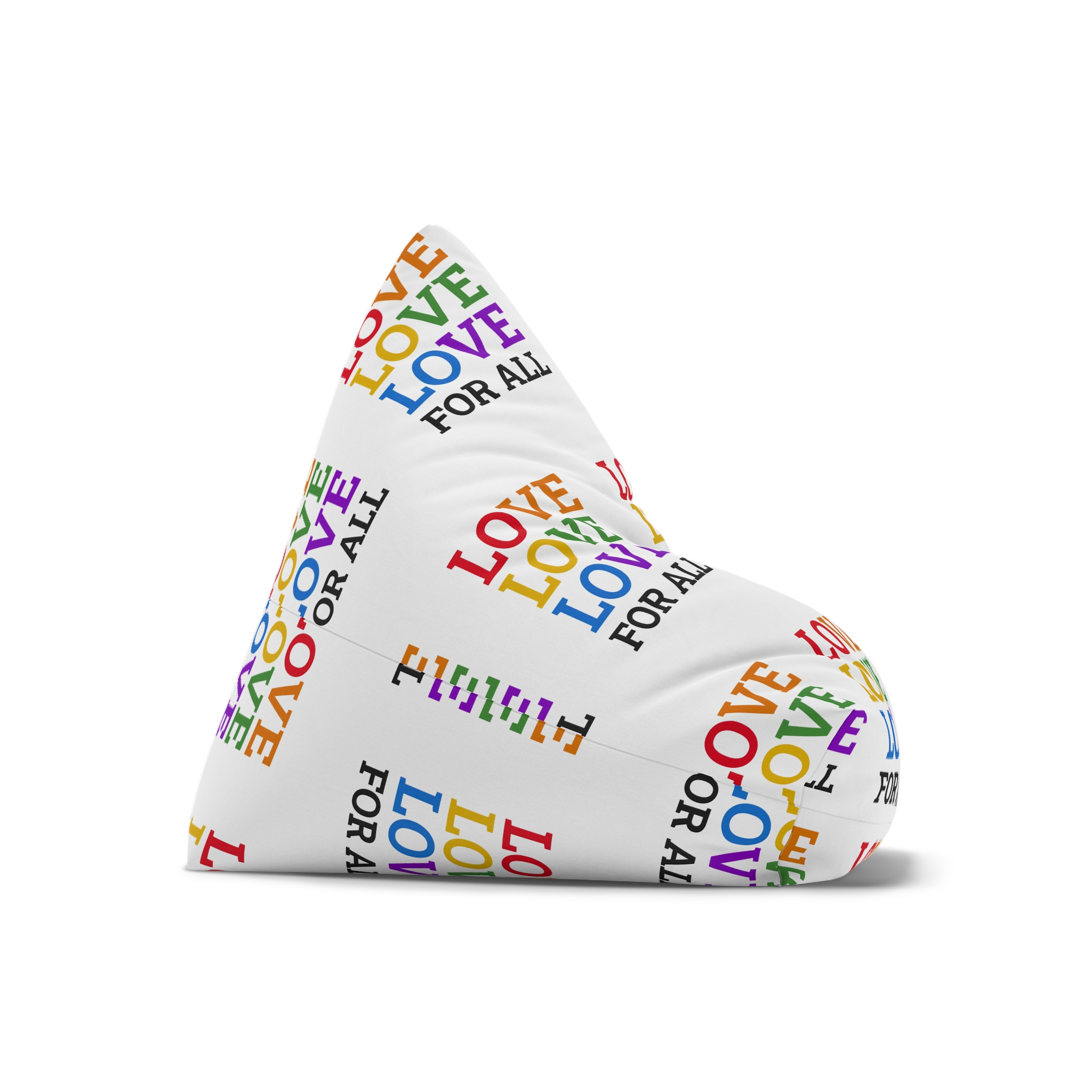 Love All Lgbtq Pride Month Positive Quote Rainbow Color Typographic Art White Background Bean Bag Chair Cover - Image 7