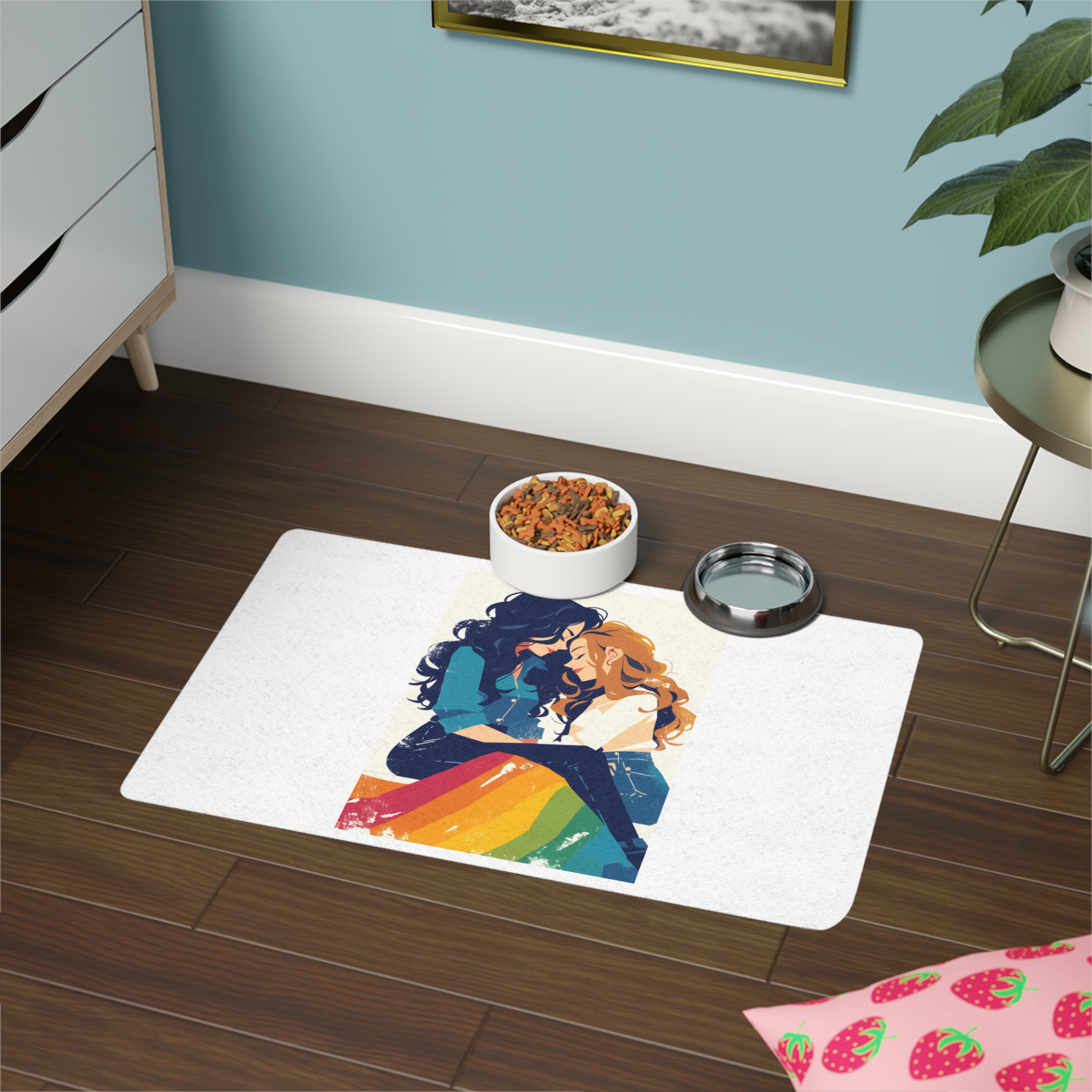 Lesbian Unity Strength Art Exhibit Sticker Pet Food Mat 12x18 - Image 4