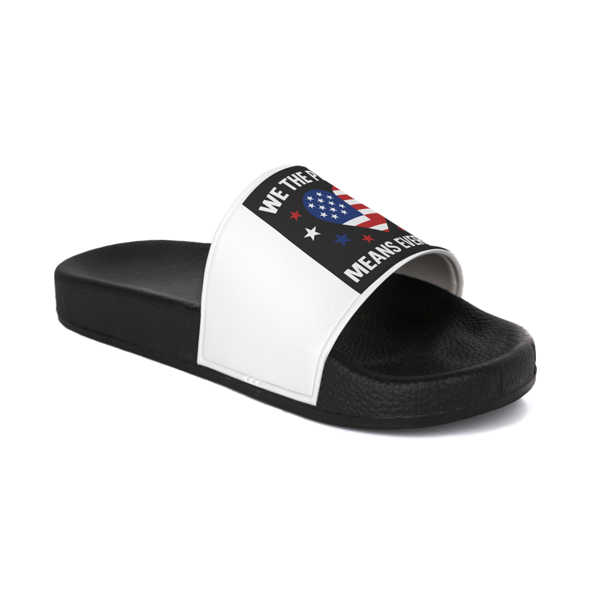 Womens We People Means Everyone American Flag Equal Rights Gift Vneck Mens Slide Sandals - Image 2