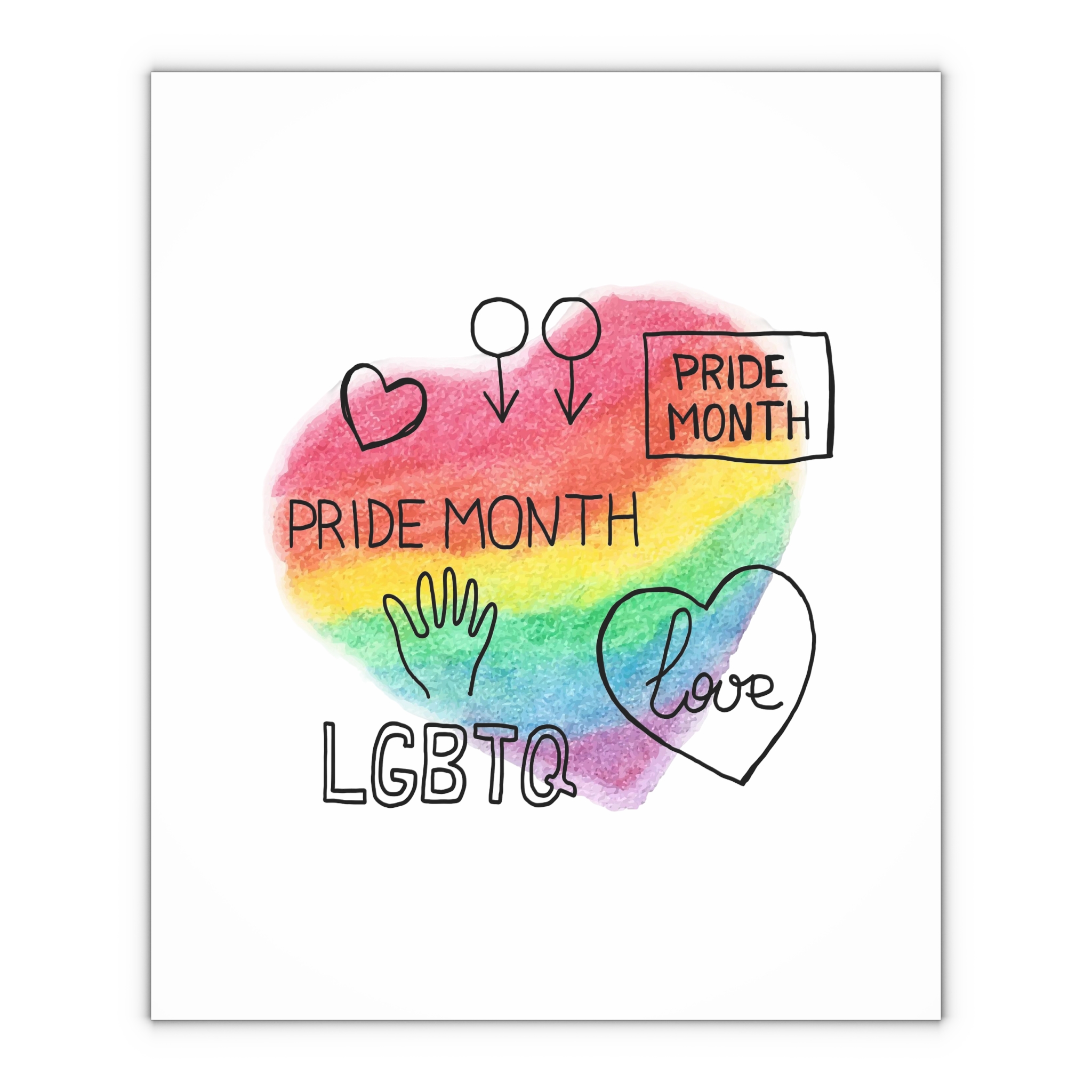 Lgbtq Hand Drawn Symbols Rainbow Coloured Heart Background Gift Wrapping Paper Sheets 1pc - Image 4