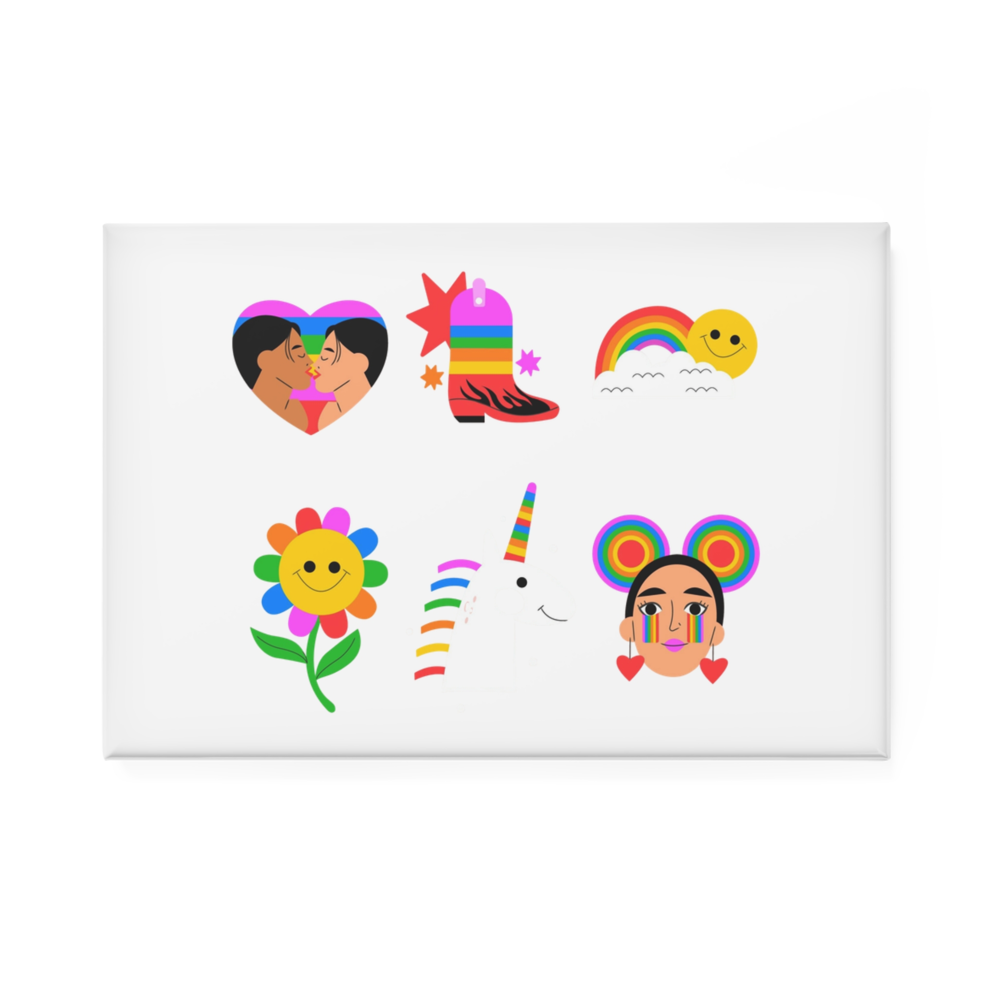 Flat Design Elements Collection Pride Month Celebration Button Magnet Rectangle 1 And 10 Pcs