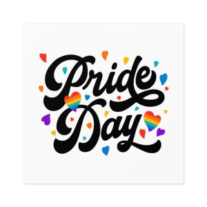 Hand Drawn Pride Day Lettering Laminate Stickers Square