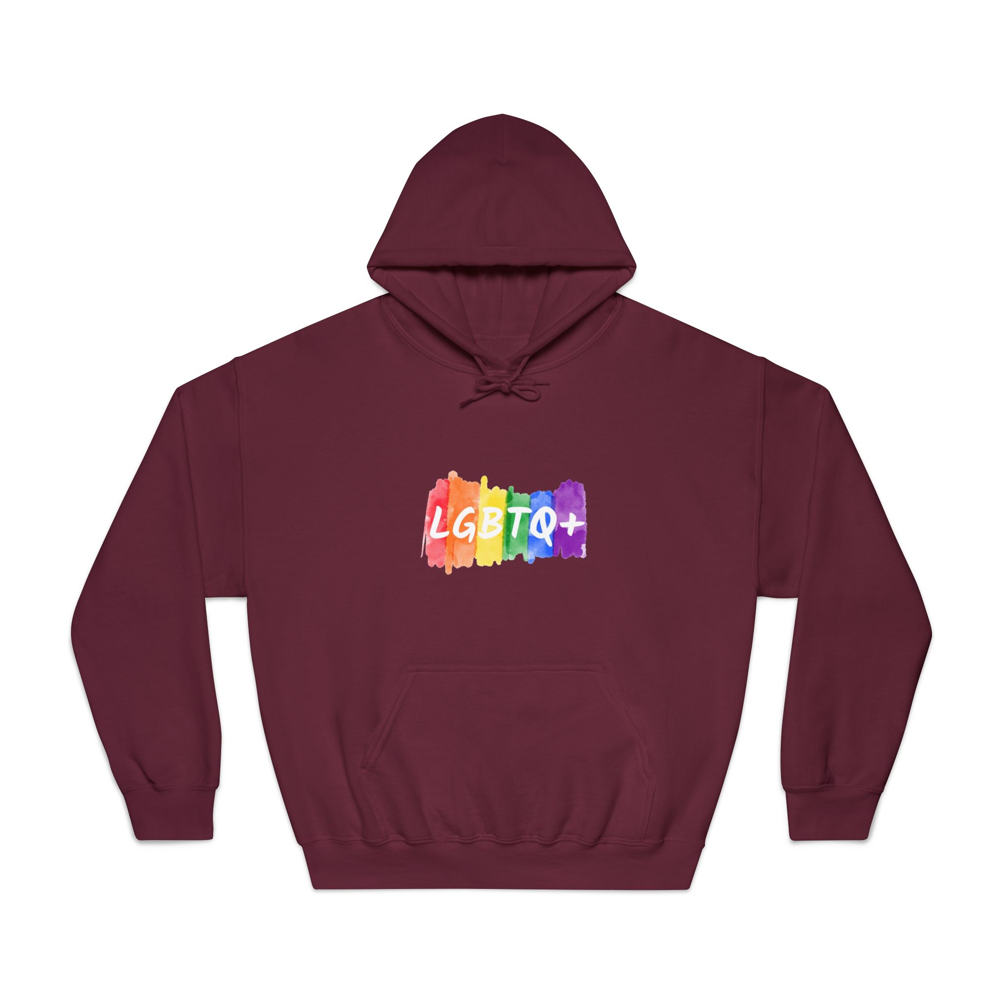 Lgbtq Logo Lettering Text Vector Rainbow Watercolor Paint Textured Colorful Stripes Unisex Dryblend Hooded Sweatshirt - Image 17