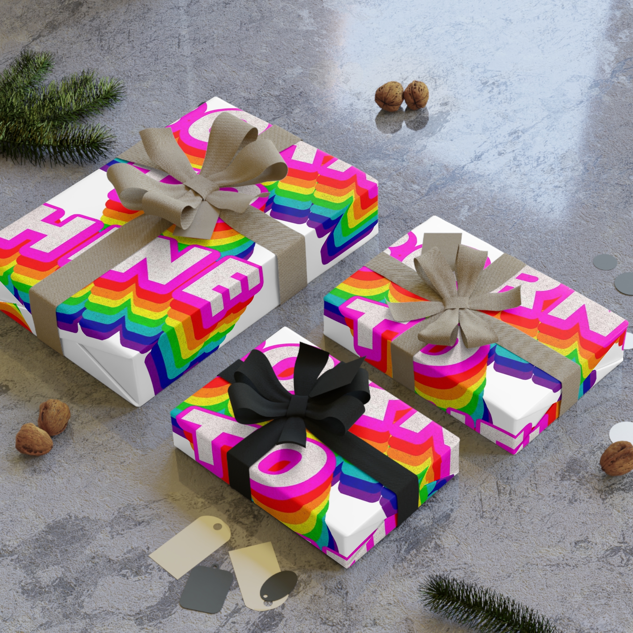 Rainbow Word Born Shine Typography Design Element Gift Wrapping Paper Rolls 1pc - Image 4