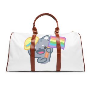 Cute Cat With Yellow Hat Rainbow Flag Illustration Waterproof Travel Bag
