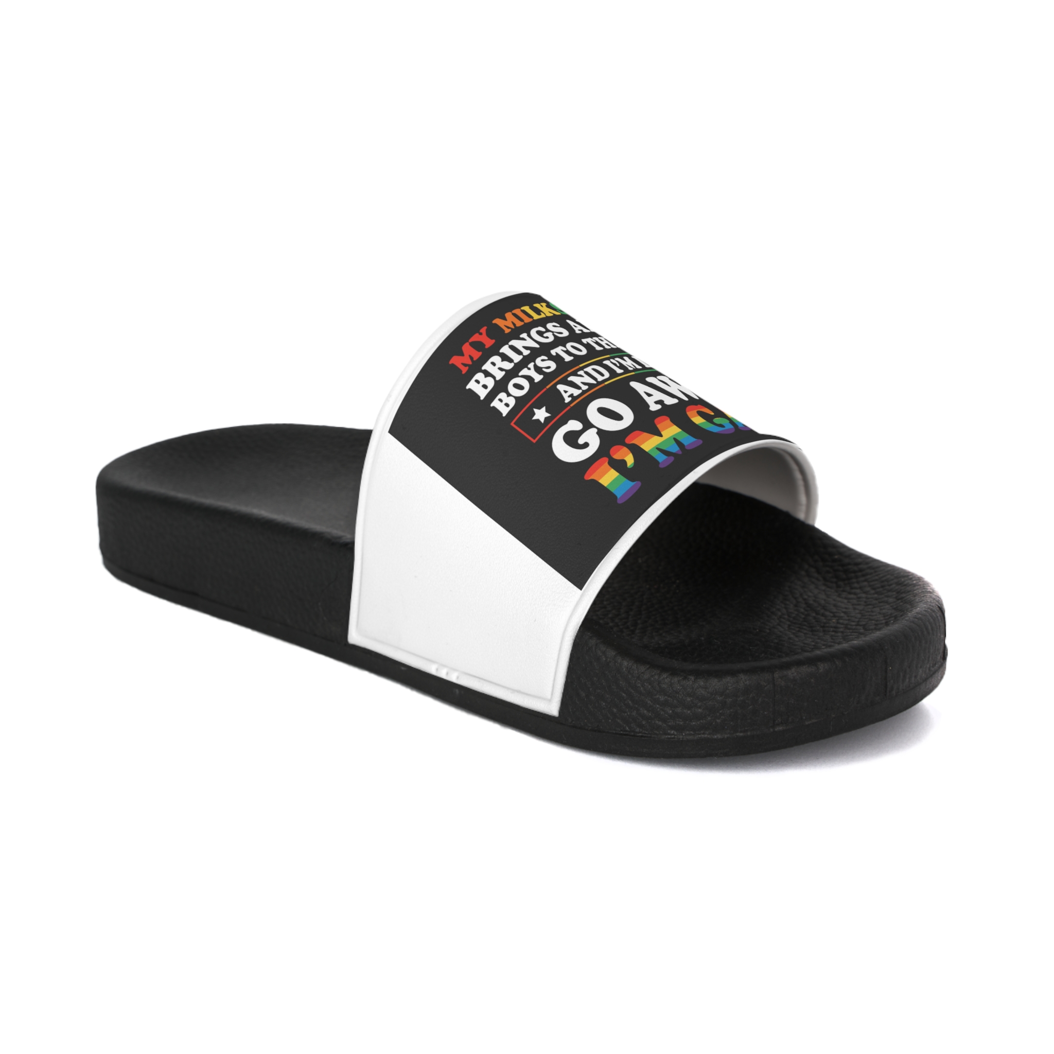 Pride Gay Lgbt Rainbow Tshirt Design(2) Mens Slide Sandals - Image 2