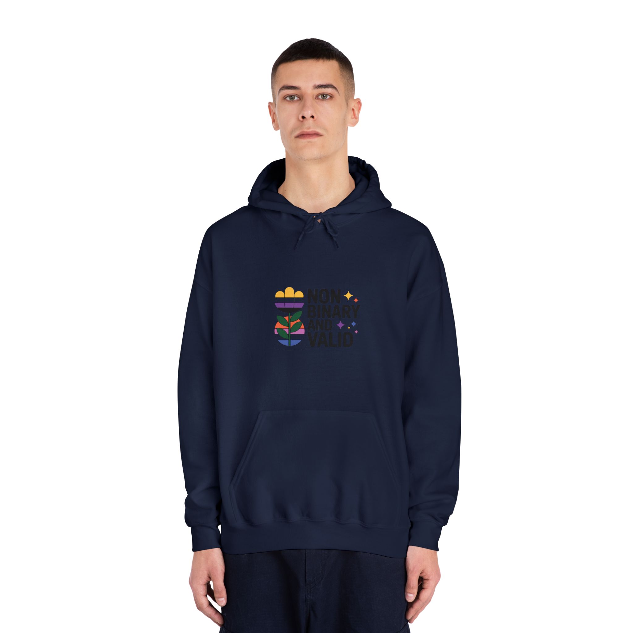 Non Binary Valid T Shirt Design Isolated White Background Unisex Dryblend Hooded Sweatshirt - Image 31