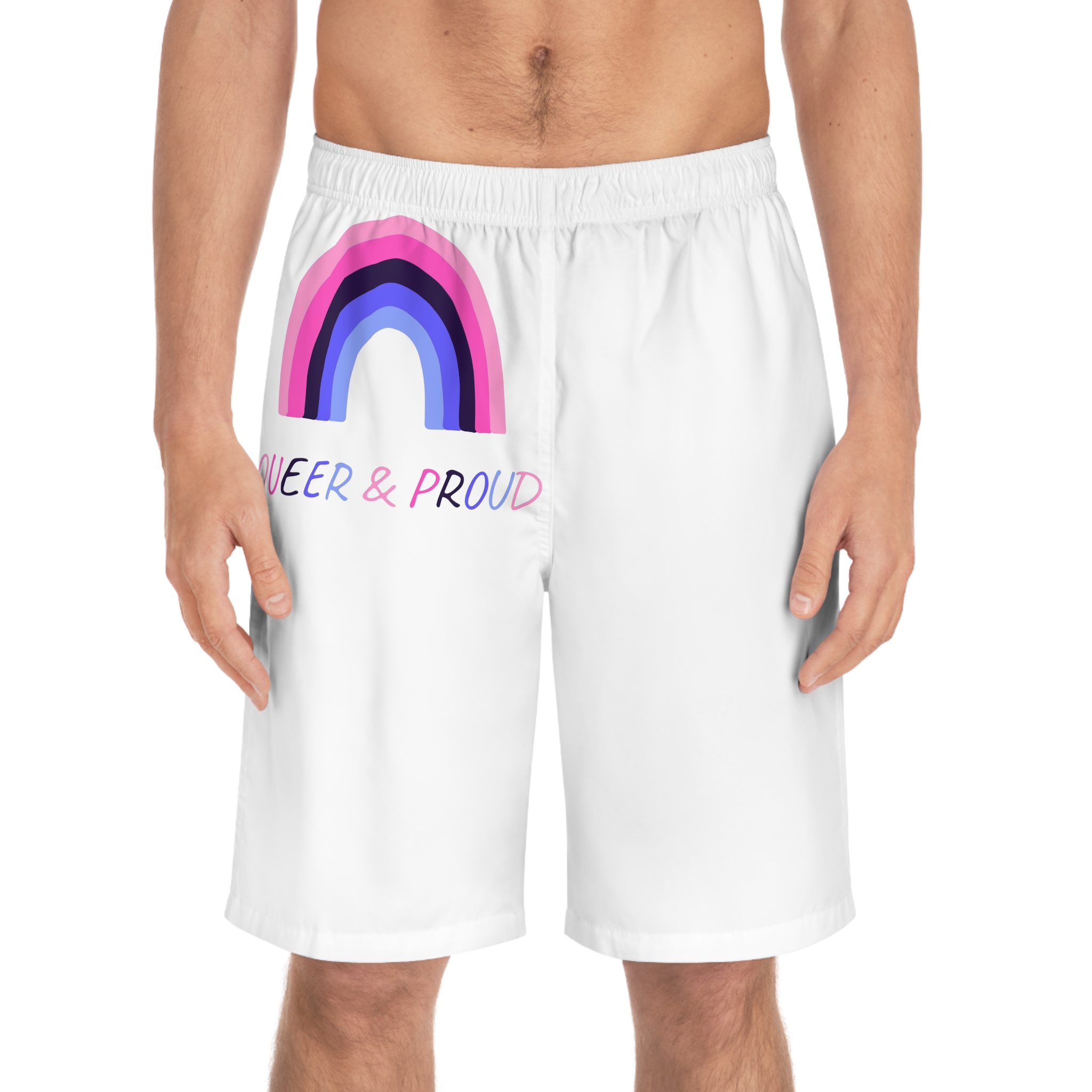 Colorful Rainbow Shape Omnisexual Pride Flag Happy Pride Day Lgbtqia Community Pride Month Vector Hand Drawn Doodle Posters Stickers Logo Cards (1) Mens Board Shorts Aop - Image 3