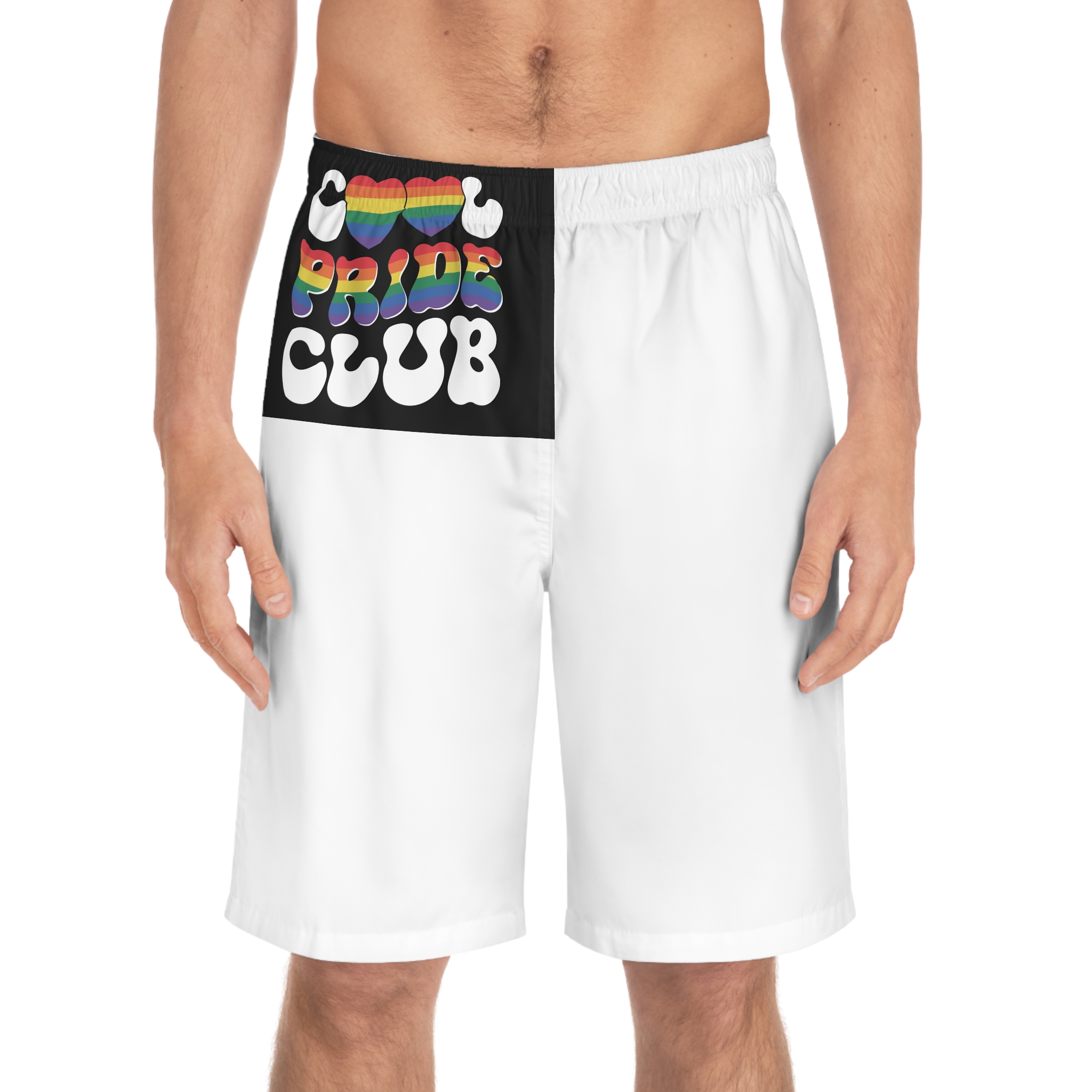 Rainbow Club Logo With Word Rainbow Top Mens Board Shorts Aop - Image 3
