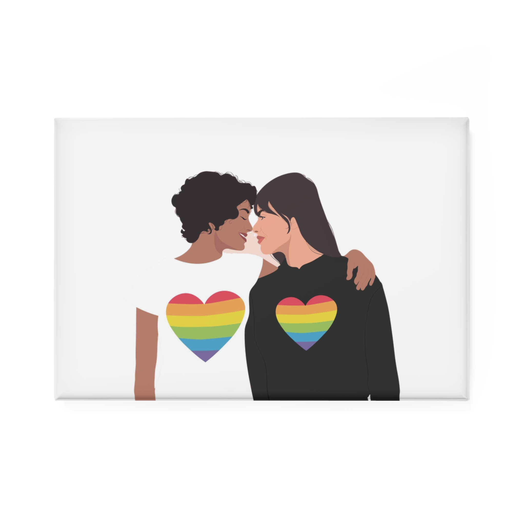 Embracing Lgbt Couple Couple Girls Love Smiling Each Other Button Magnet Rectangle 1 And 10 Pcs - Image 5