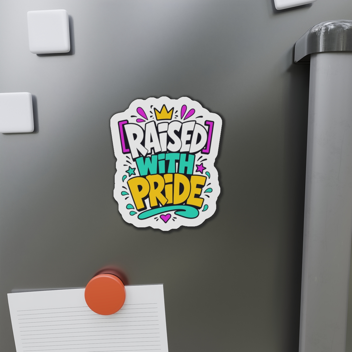 Raised With Pride Text Effect Die Cut Magnets - Image 11