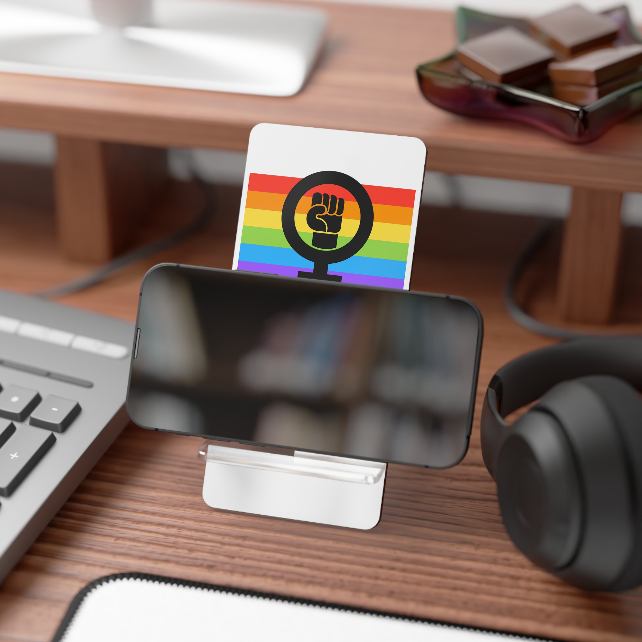 Flat Feminist Lgbt Flag Illustration Mobile Display Stand For Smartphones - Image 4