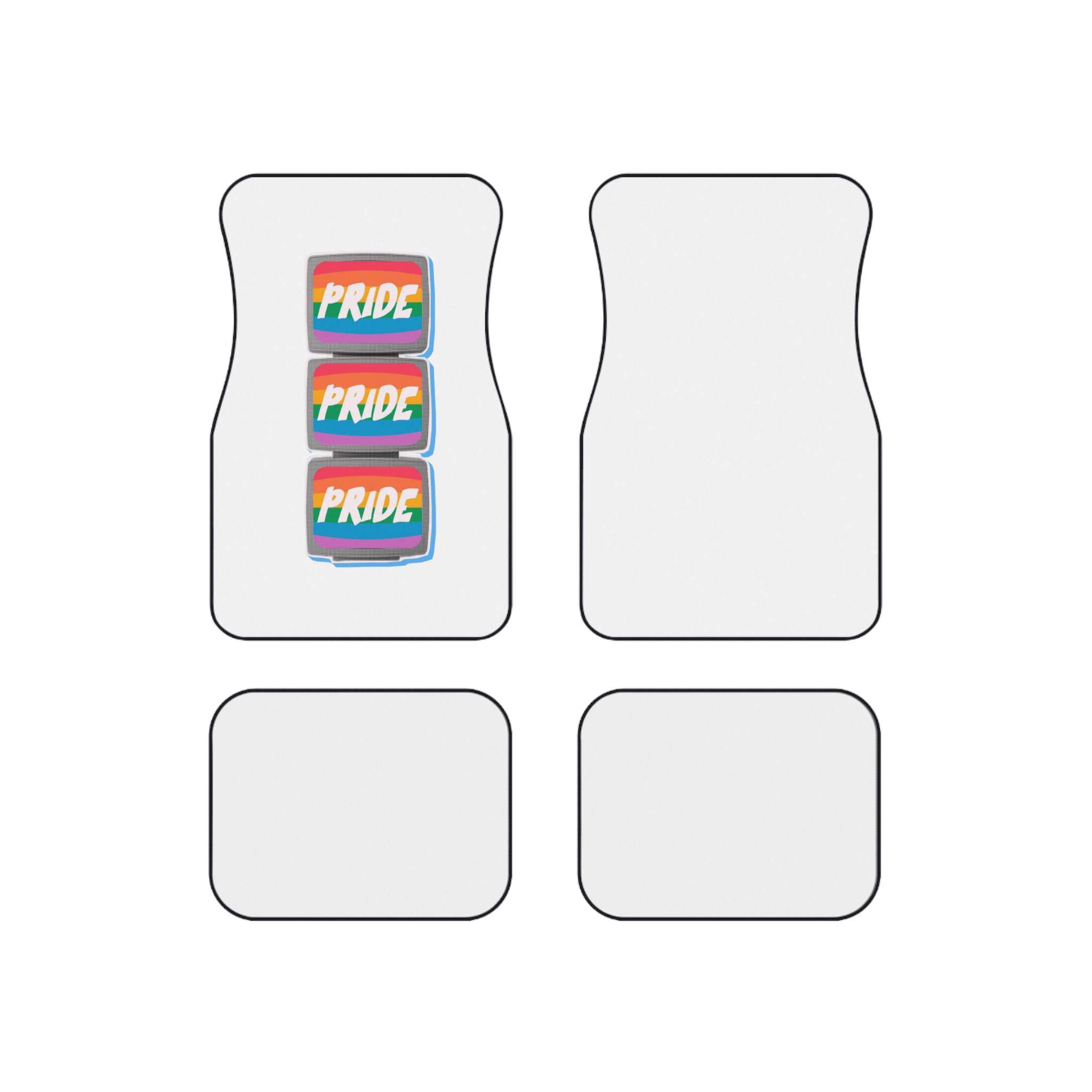 Retro Halftone Tvs With Rainbow Screens Bold Text Perfect Pride Month Activism Designs Car Mats Set Of 4