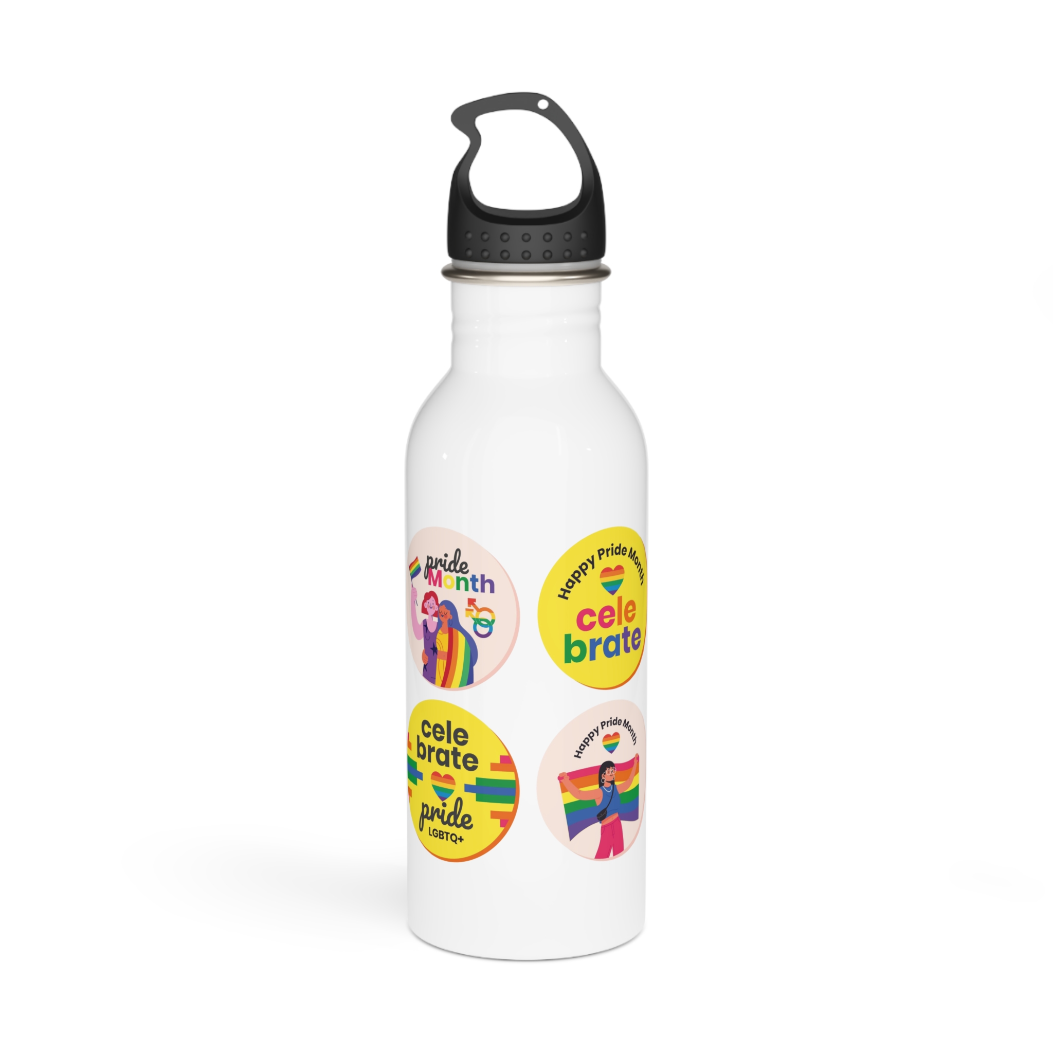 Flat Pride Month Labels Collection (1) Stainless Steel Water Bottle
