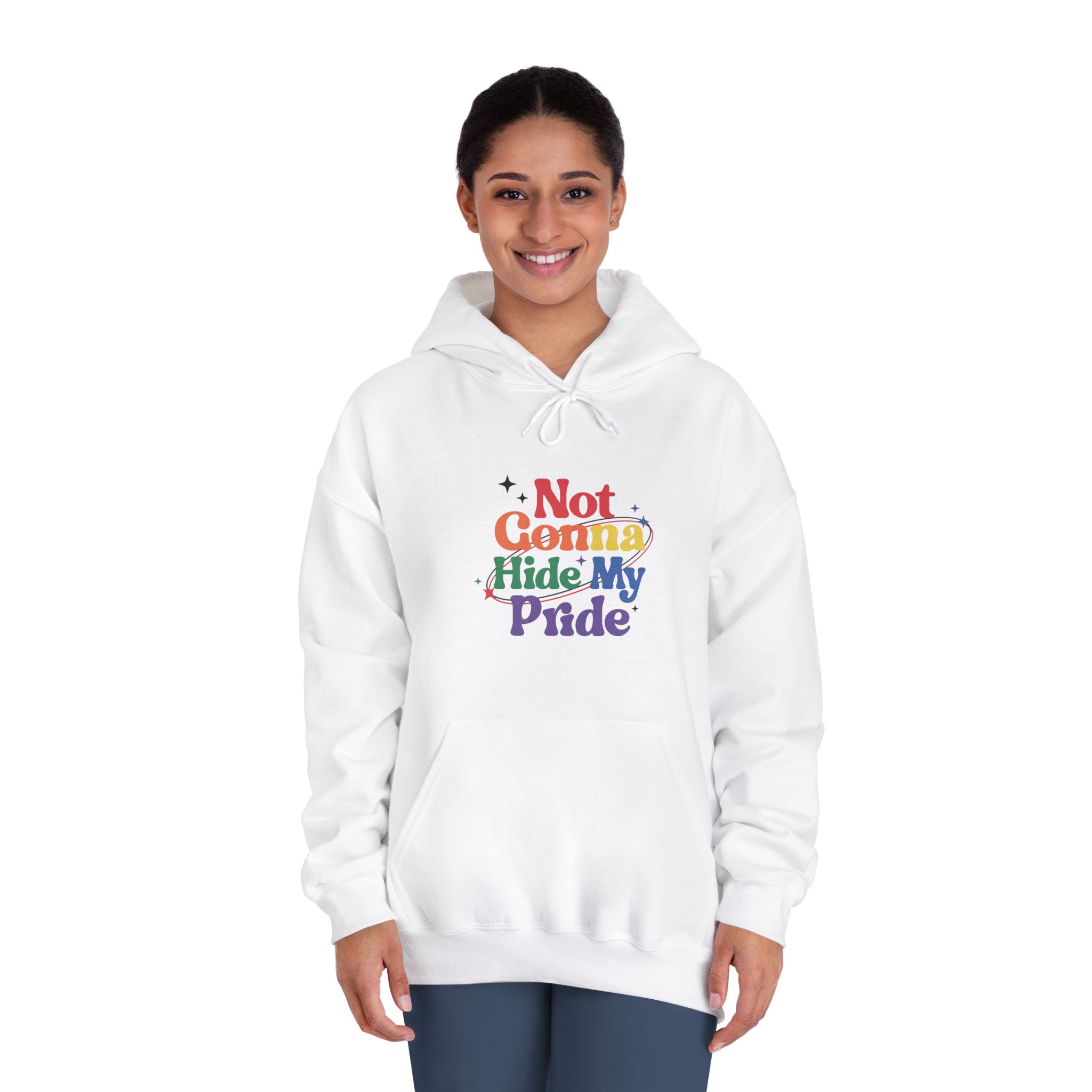 Poster That Says Gonna Hide My Pride Unisex Dryblend Hooded Sweatshirt - Image 4
